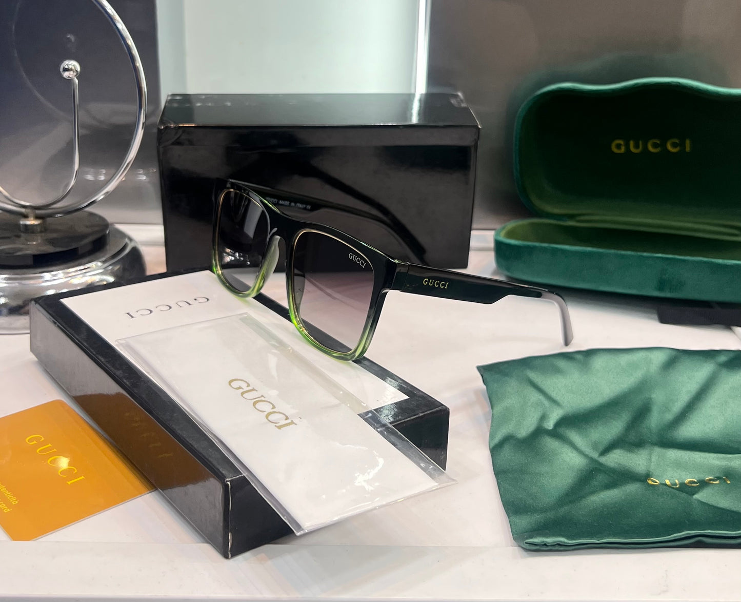 Gucci Black Green Luxury Shade With Original Packing 1001