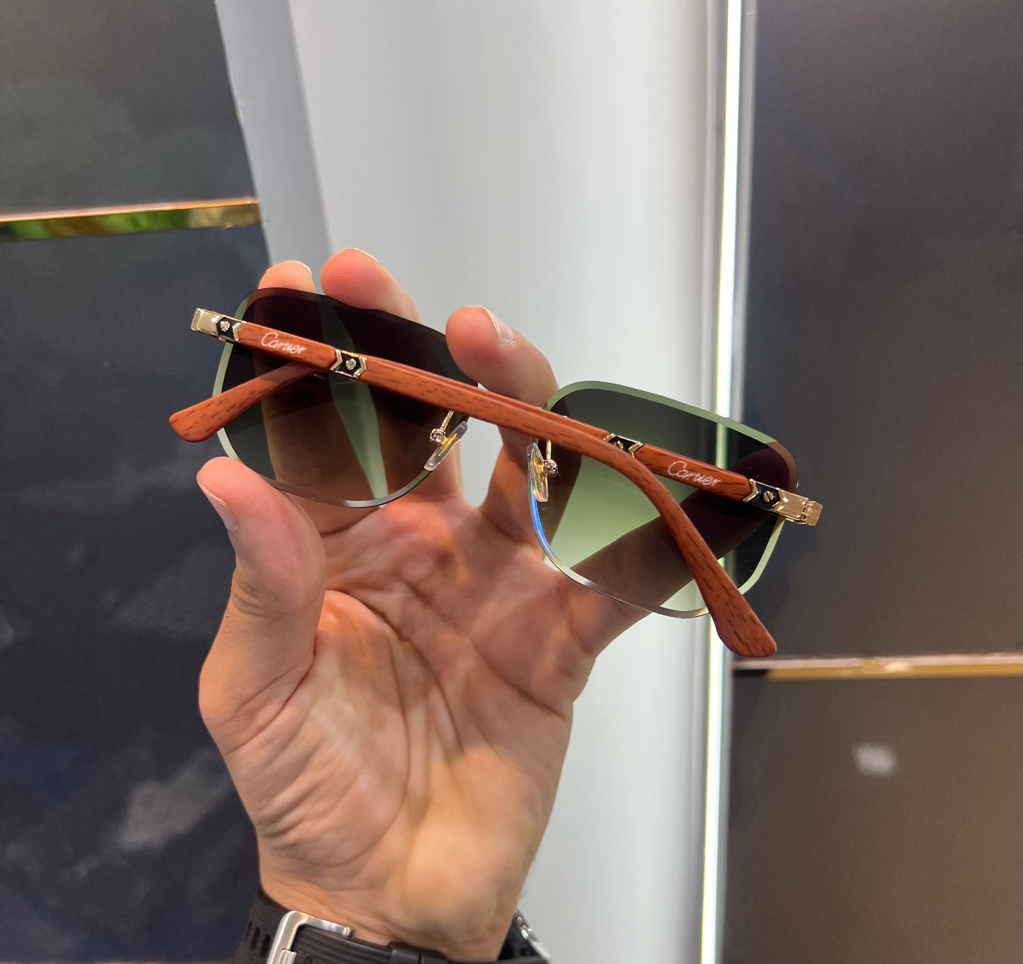 Cartier Green Brown Luxury Shade With Original Box Packing