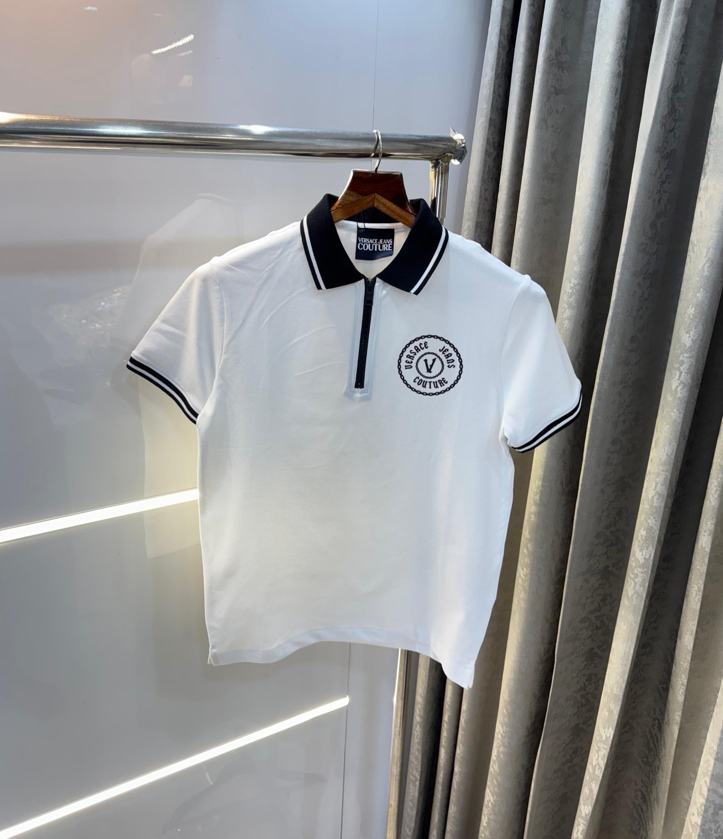 Versace Couture White Logo Print Imported Polo T-Shirt