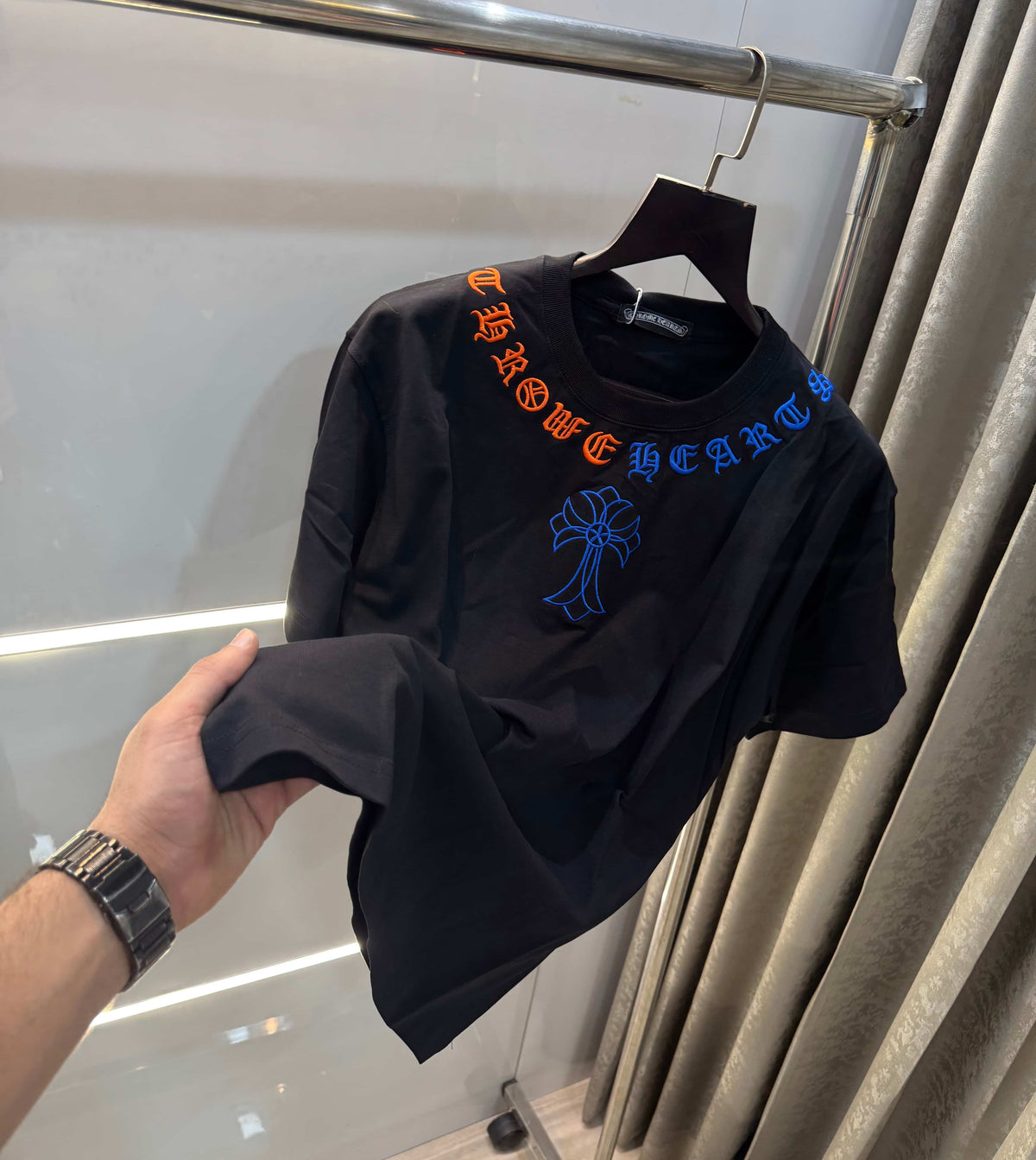 Chrome Hearts Black Embroidery Logo Imported Oversized T-Shirt