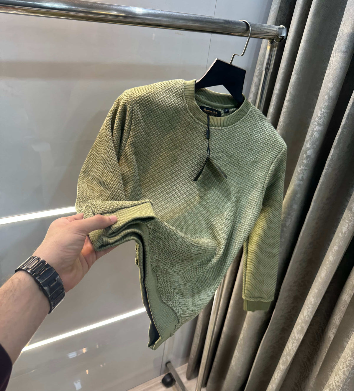 Mossim o Dutti Olive Imported Knitted Pull Over