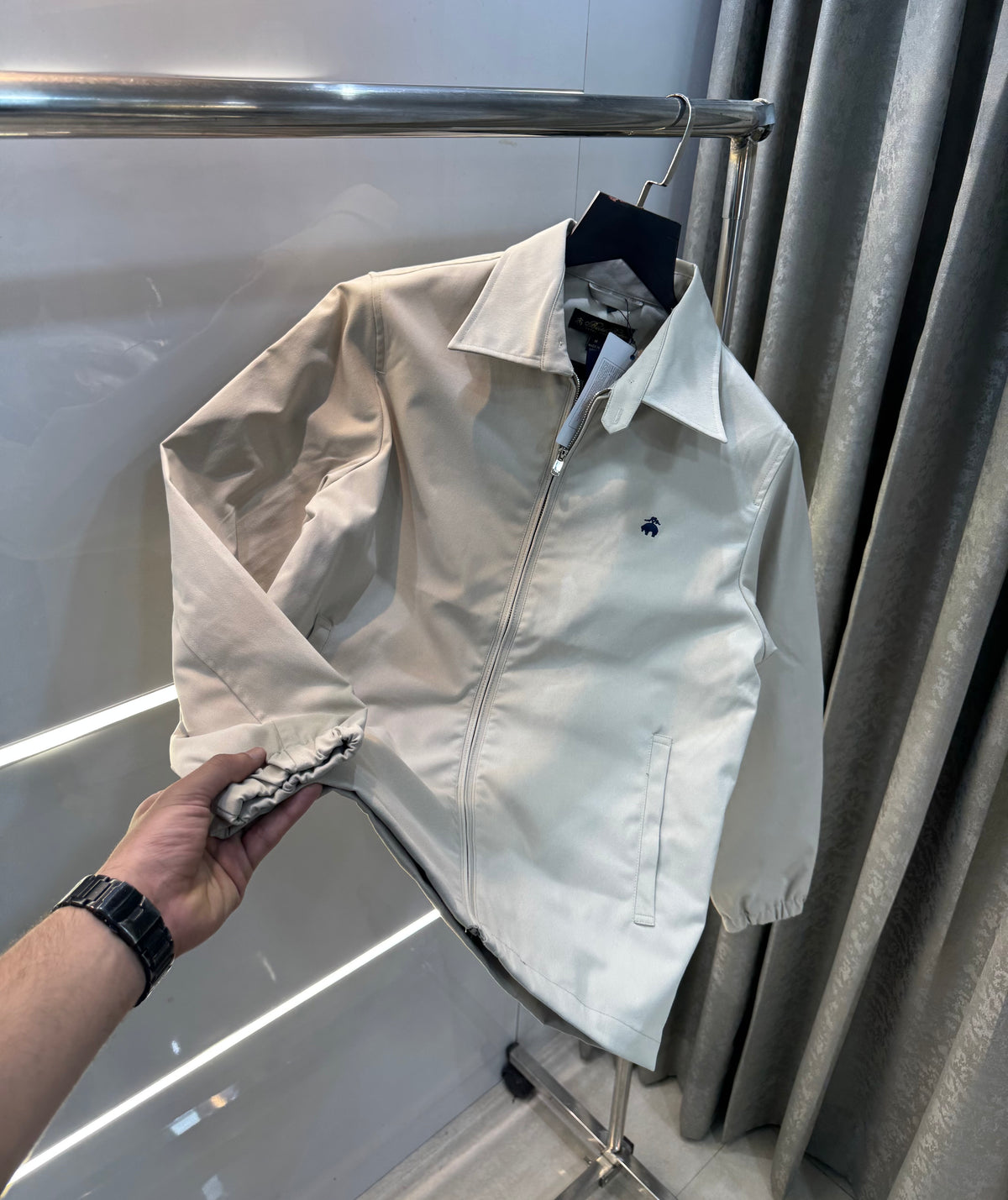 Brooks Brother Cream Imported Bomber Jacket