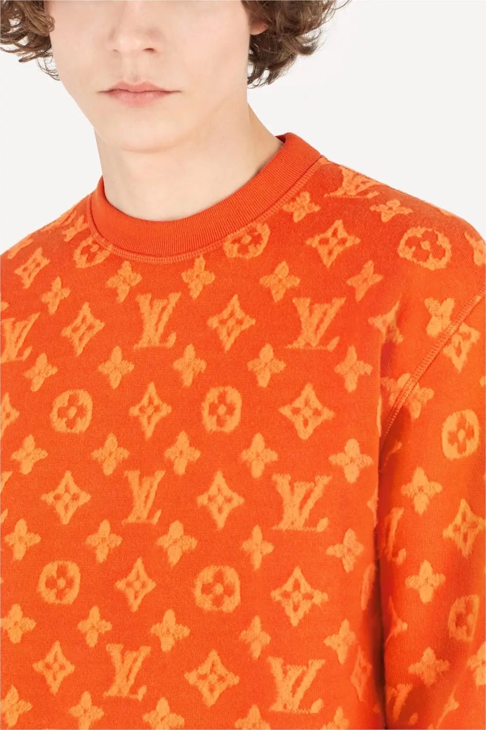 Louis Vuitton Orange Logo Work Imported Knitted Pull Over