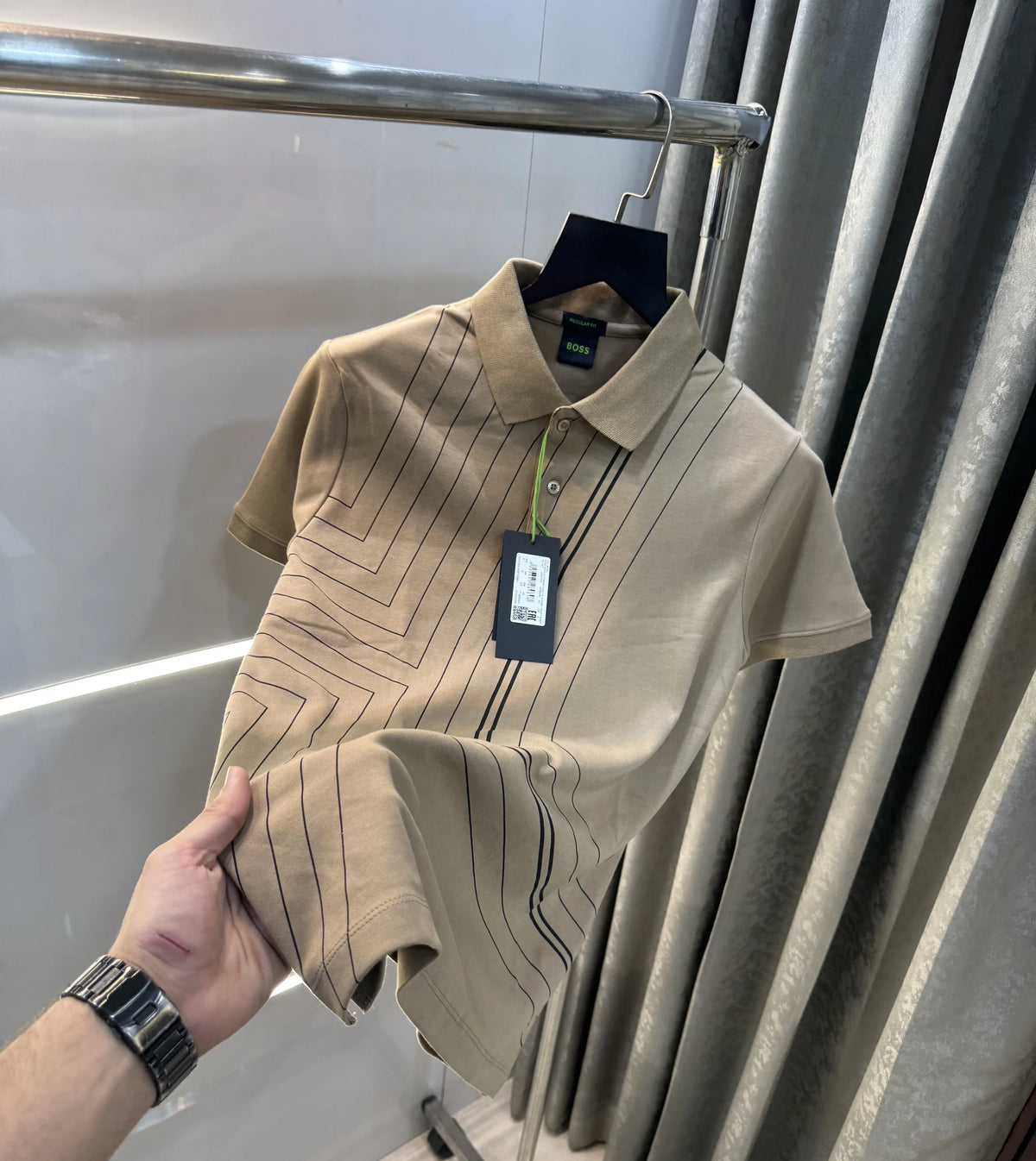 Hugo B0_Ss Beige Logo Work Premium Polo T-Shirt