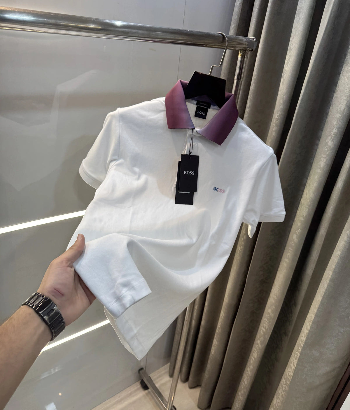 Hugo bo5S White Collar Look Premium Polo T-Shirt