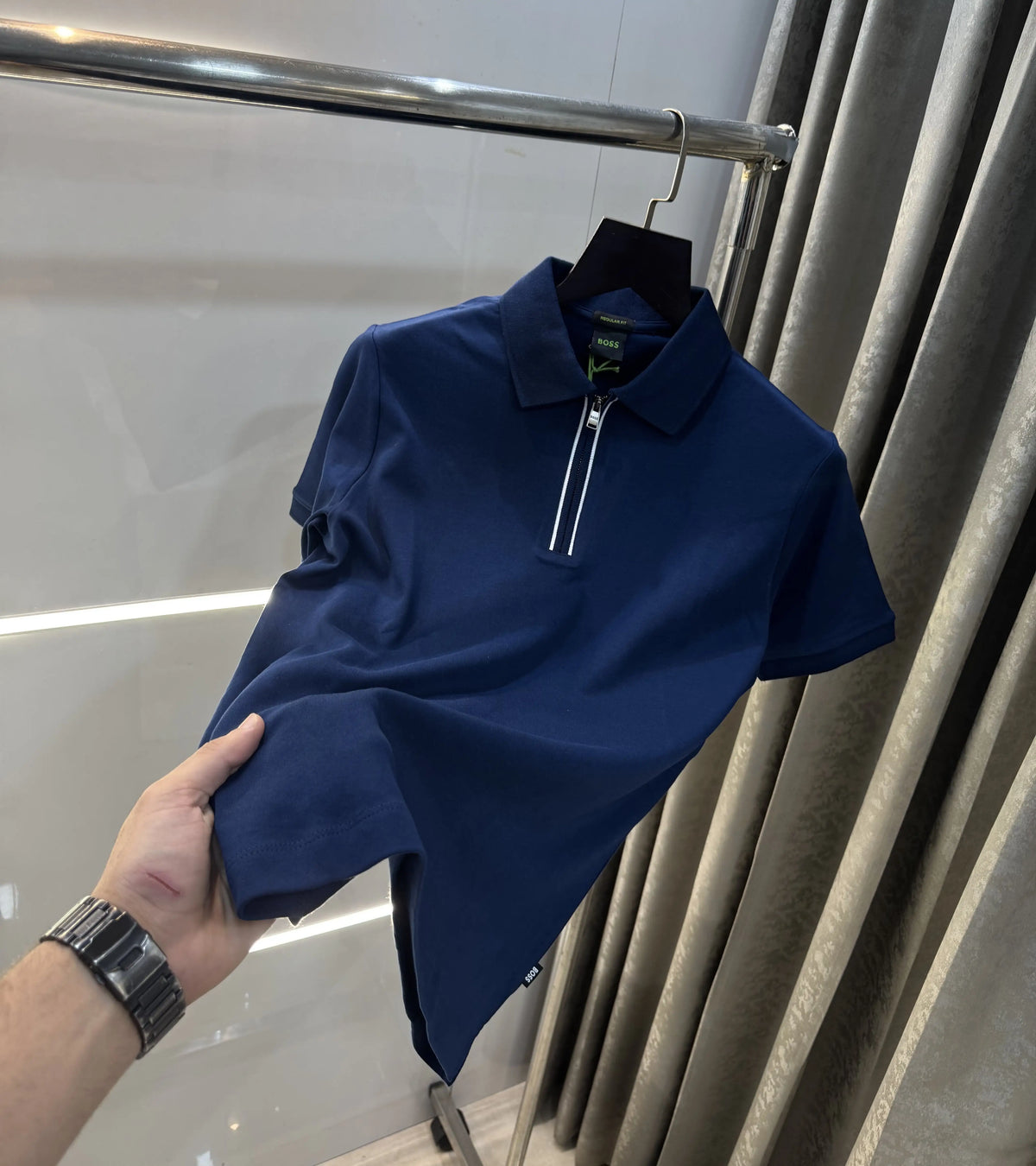 Hugo 6O5S Blue Zip Premium Polo T-Shirt