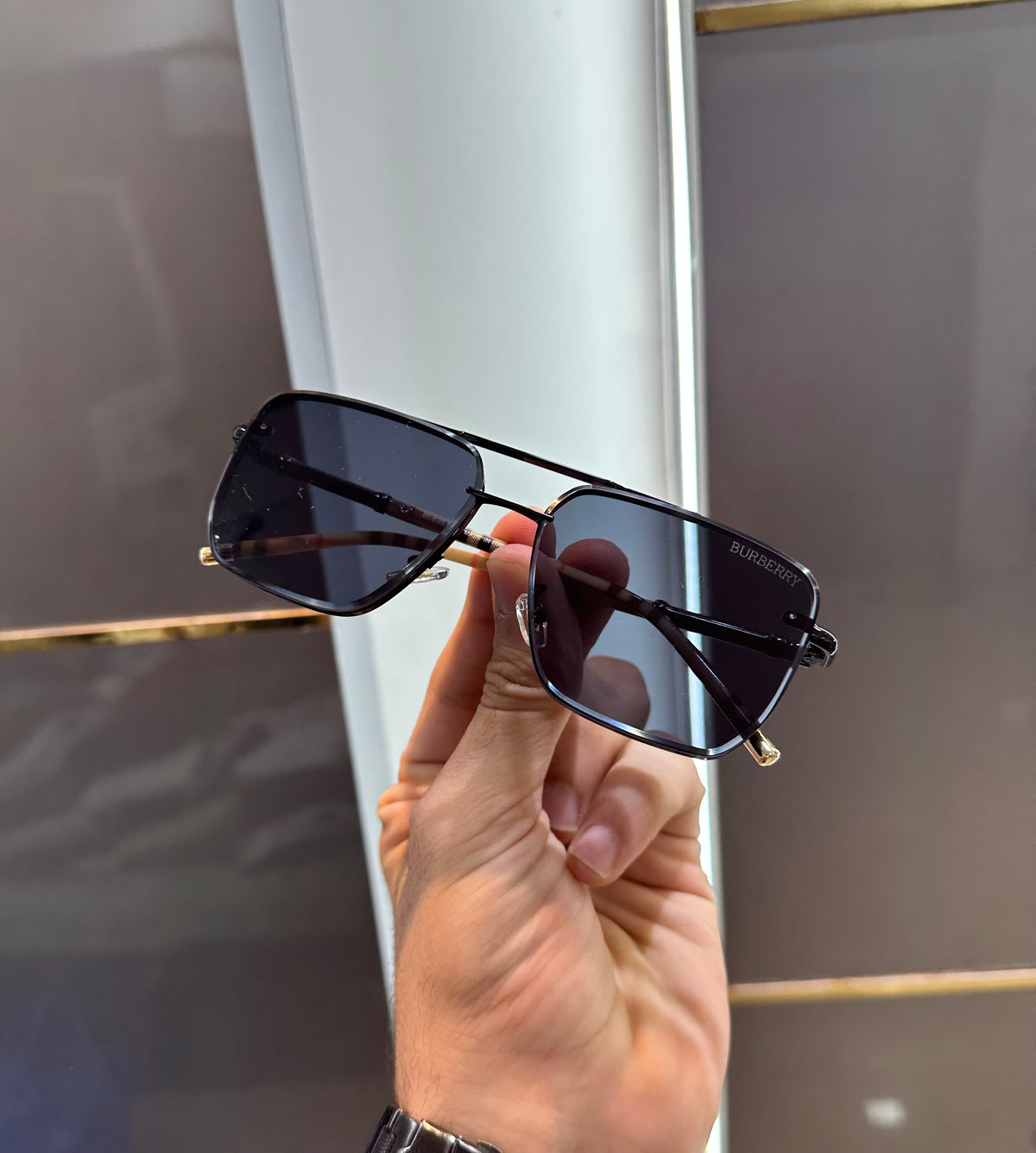 Burberry Black Metal Luxury Shade With Original Packing