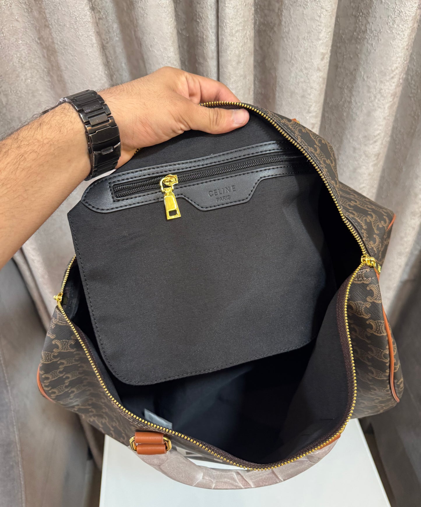 Celine Brown Limited Edition Luxury Duffel Bag With Dust Bag
