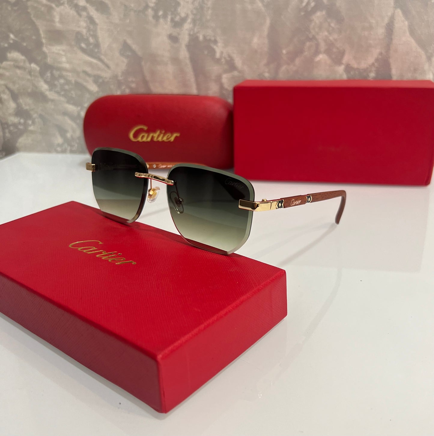 Cartier Green Brown Luxury Shade With Original Box Packing