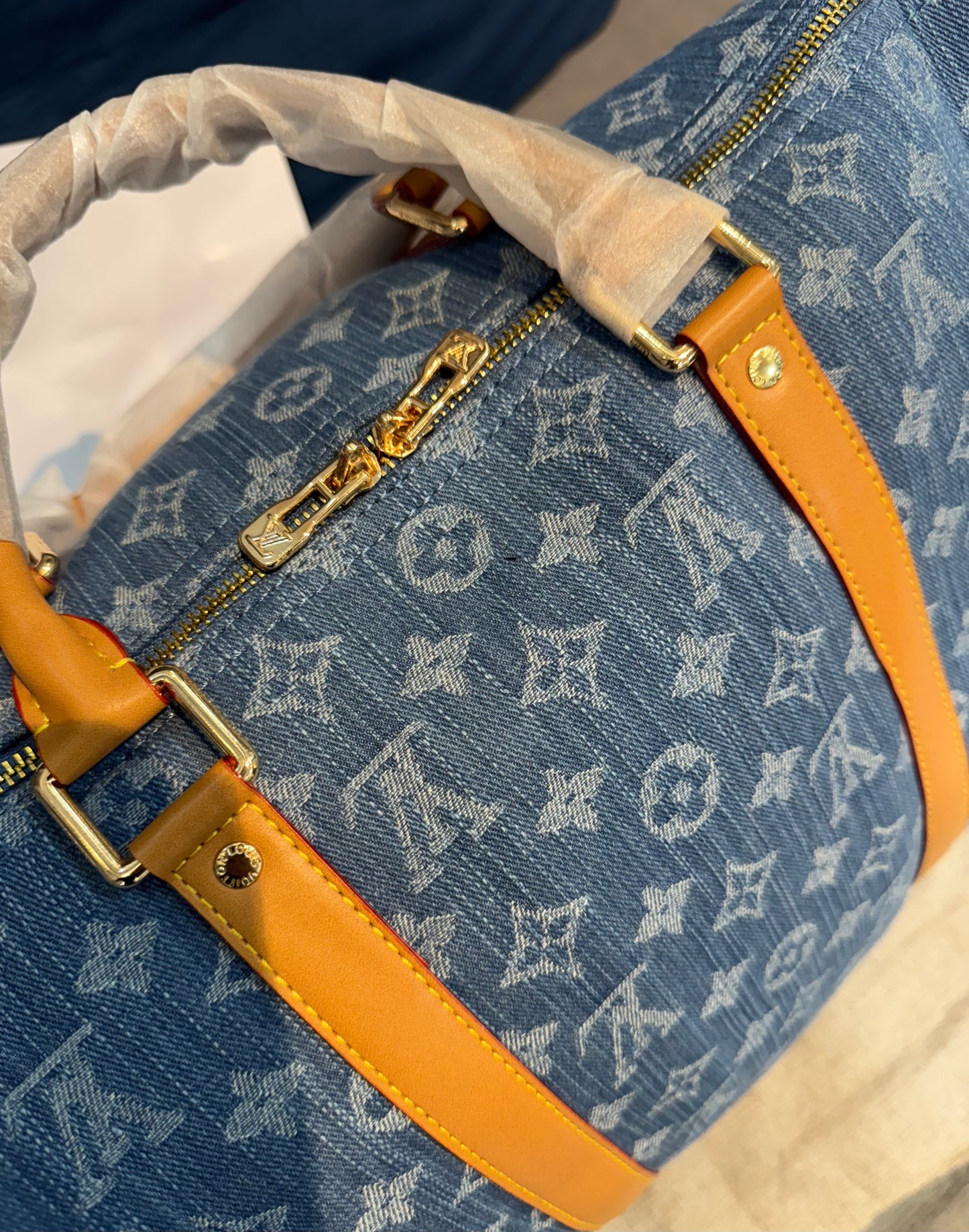 Louis Vuitton Denim Limited Edition Luxury Duffel Bag With Dust Bag