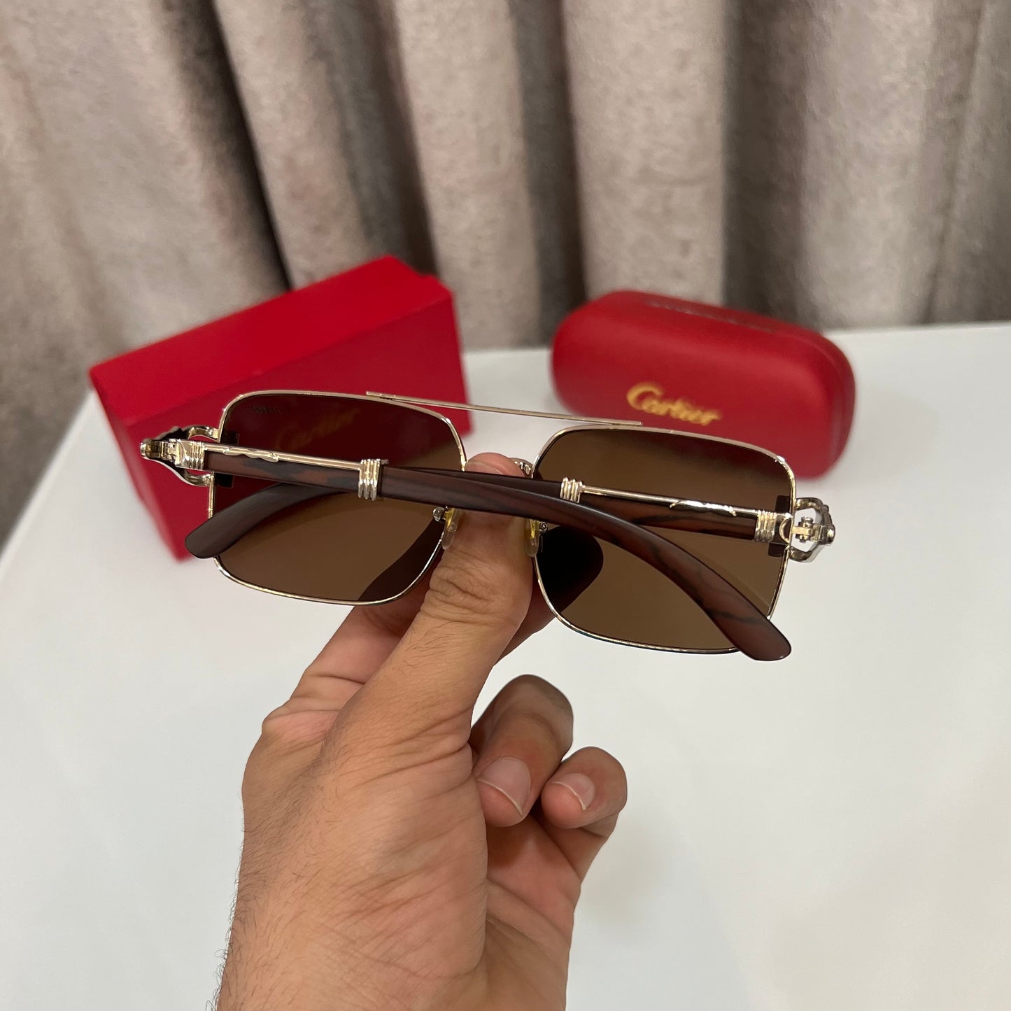 Cartier Jaguar Brown Luxury Shade With Original Packing