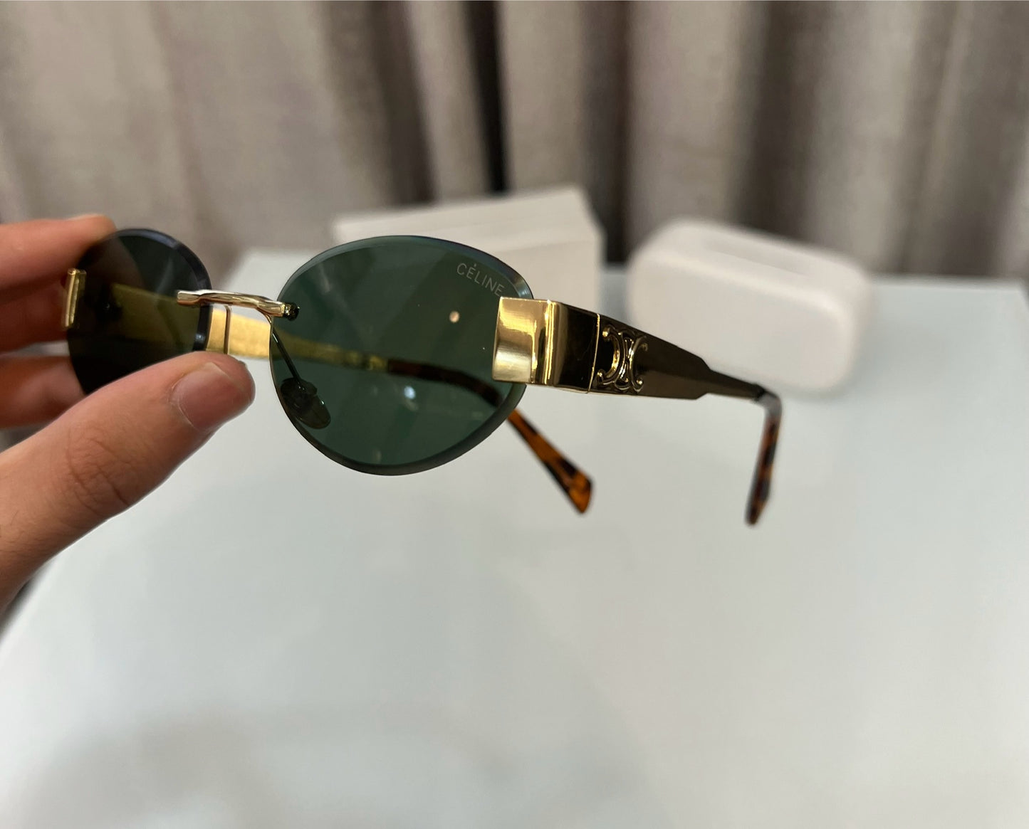 Celine Gold Green Pushpa Edition Luxury Shade With Original Packing