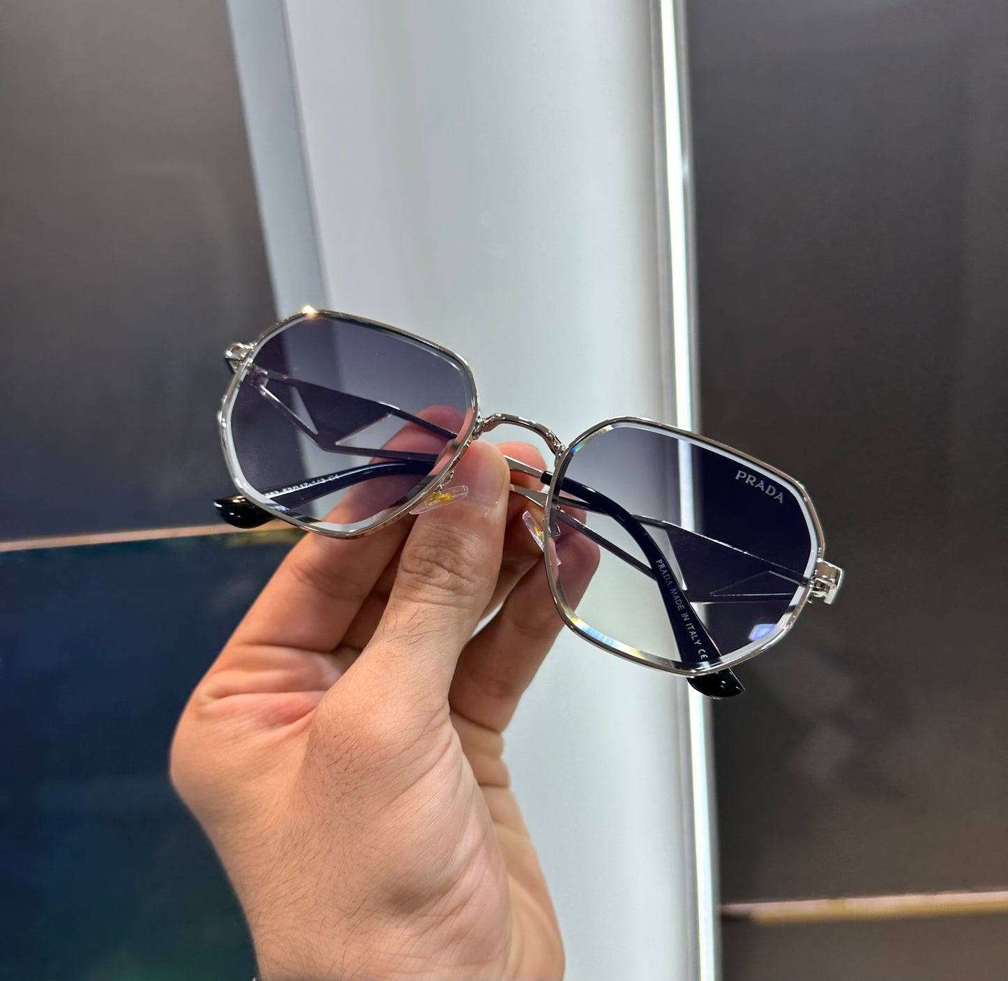 Prada Milano Silver Metal Limited Edition Luxury Shade With Original Packing