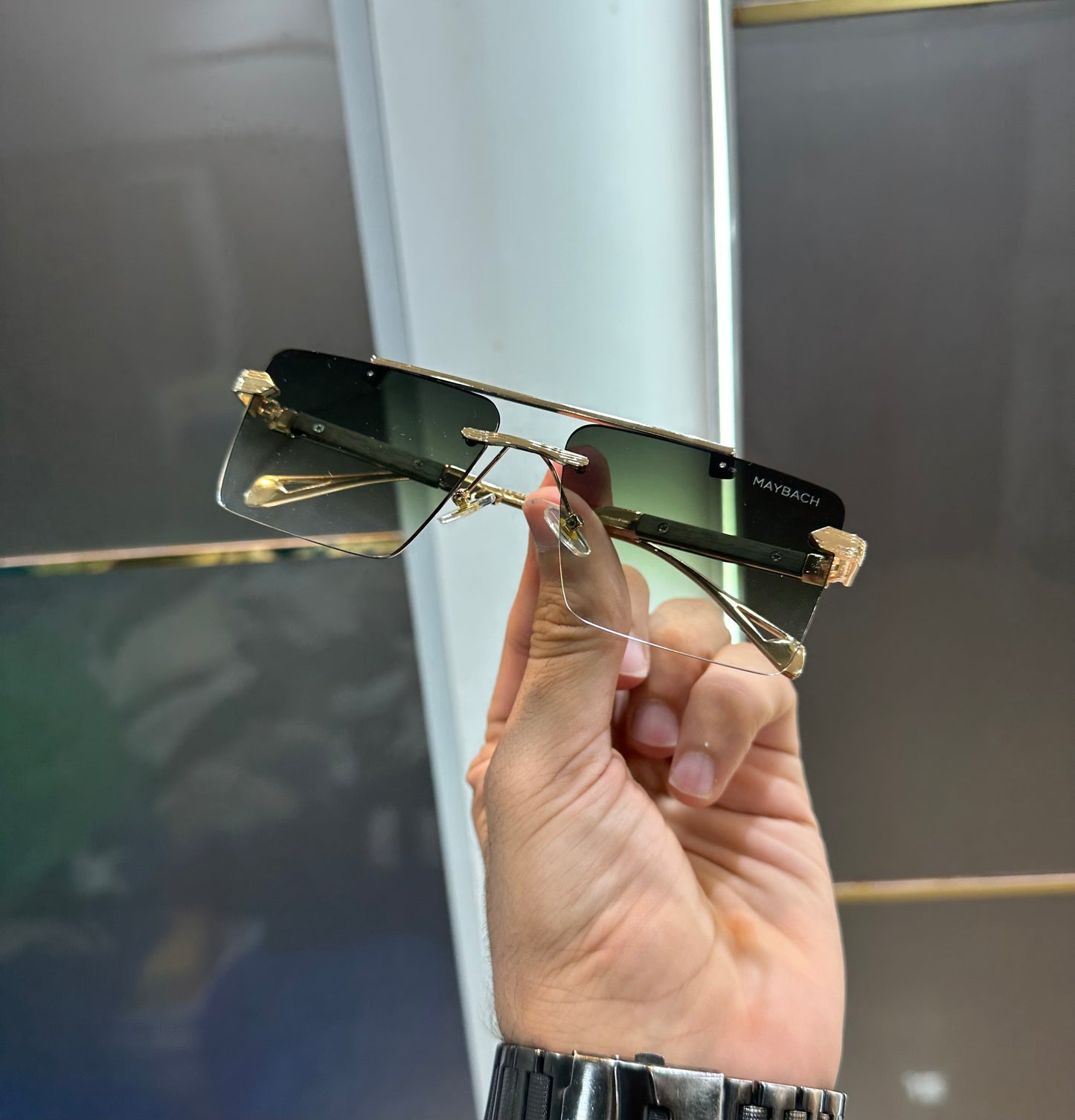 Maybach Green Metal Gold Karan Aujla Luxury Shade With Original Box Packing
