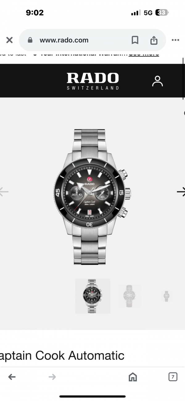 Rado captain Cook Silver Black Premium Classic Watch