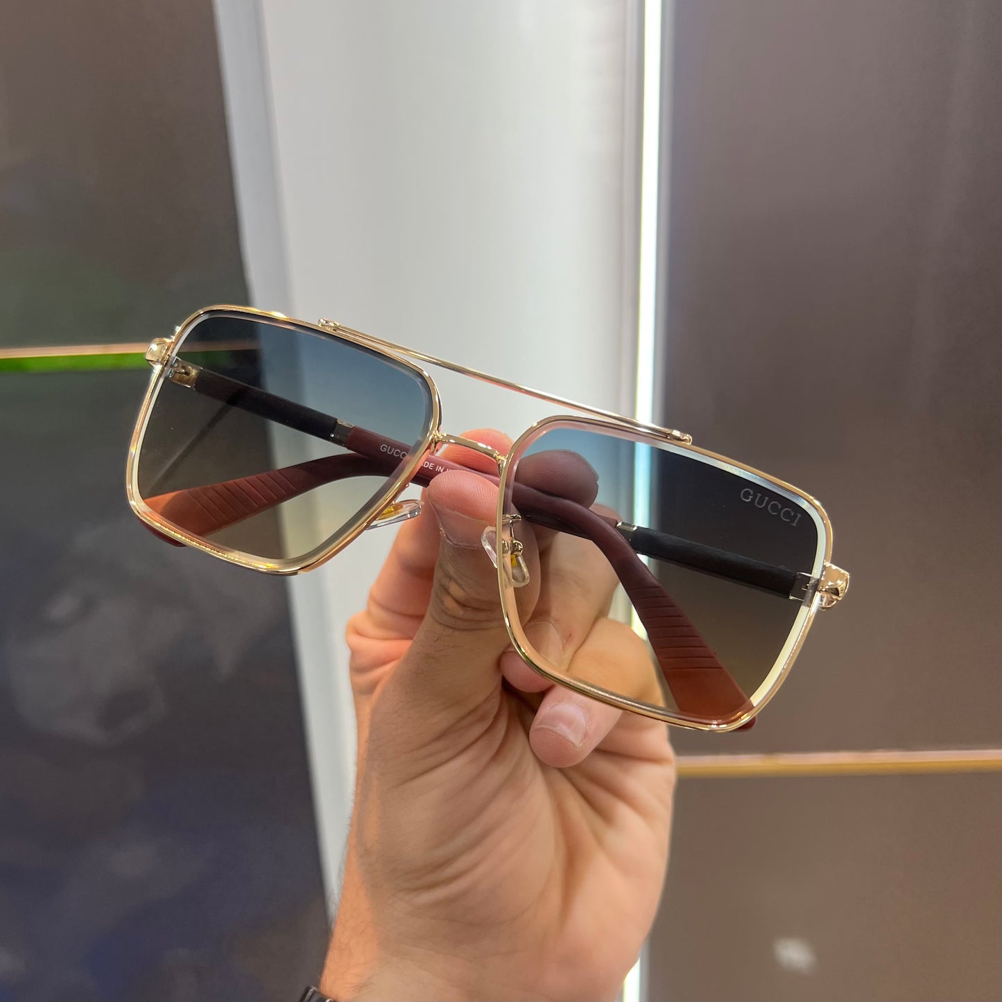 Gucci Gold dual Shade Metal Luxury Shade With Original Packing