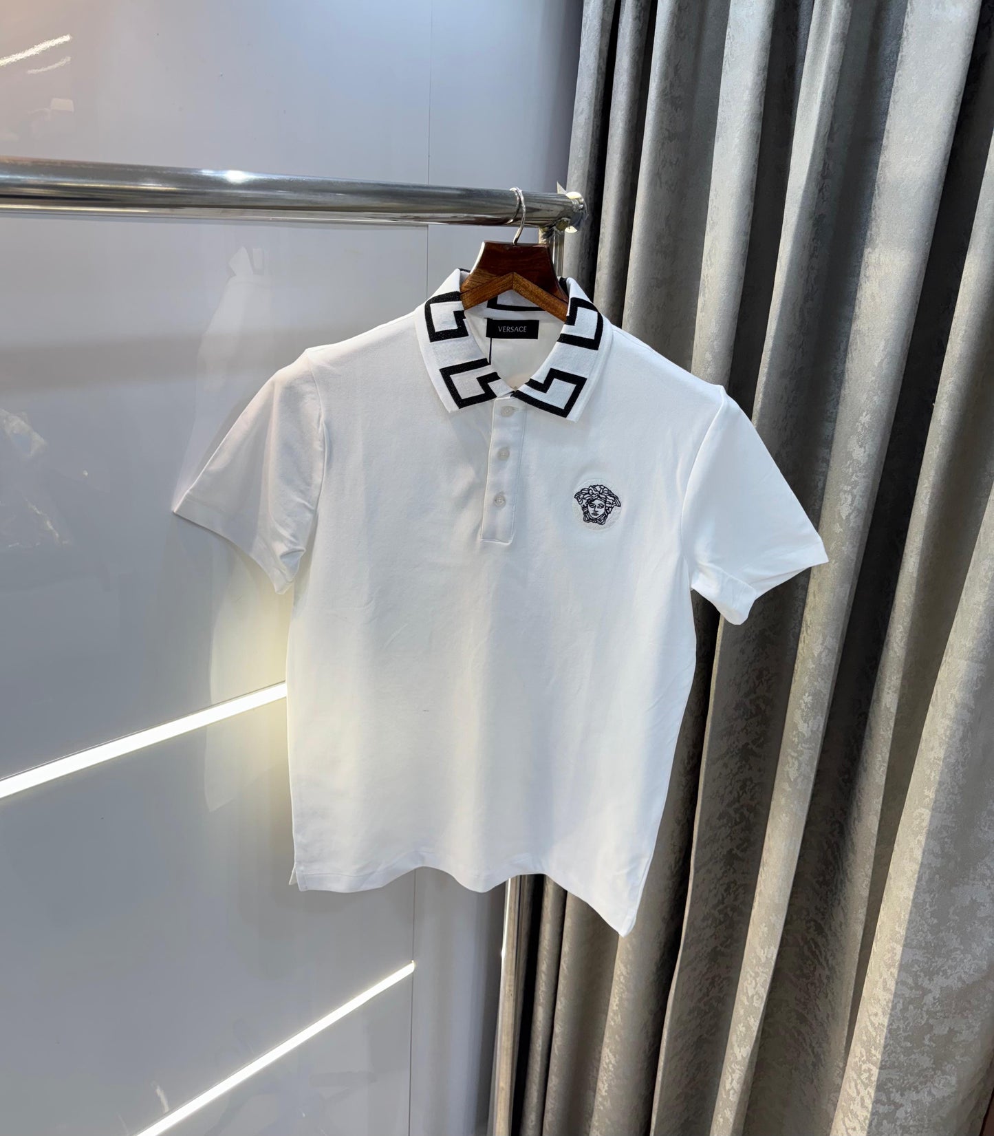Versace Couture White Embroidery Logo Imported Polo T-Shirt