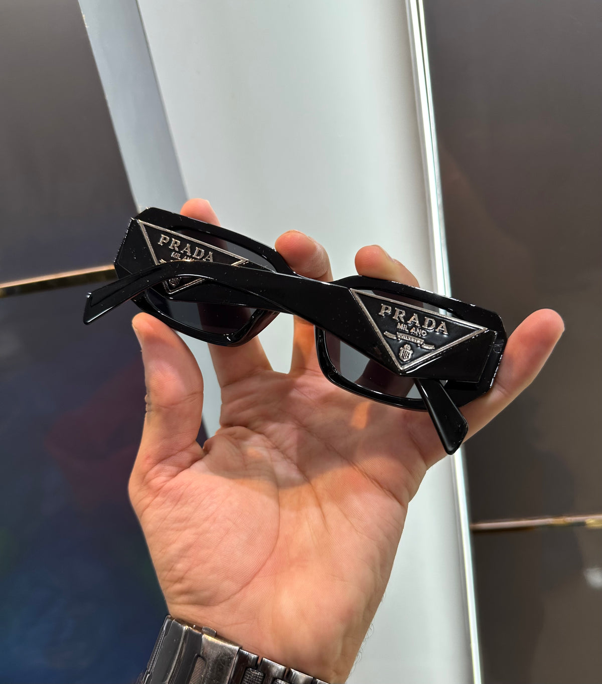 Prada Milano Black Metal Logo Limited Edition Luxury Shade With Original Packing