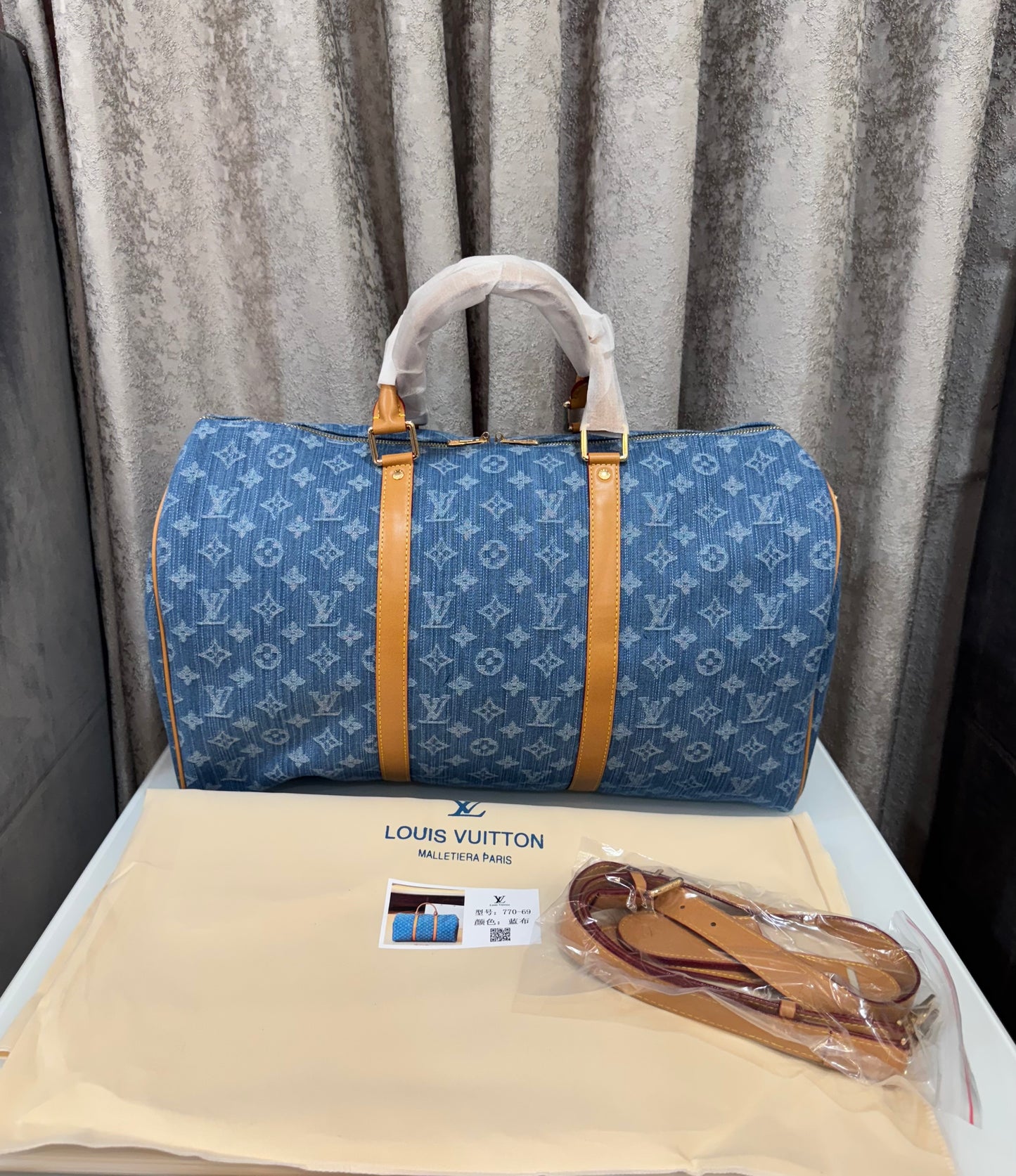 Louis Vuitton Denim Limited Edition Luxury Duffel Bag With Dust Bag
