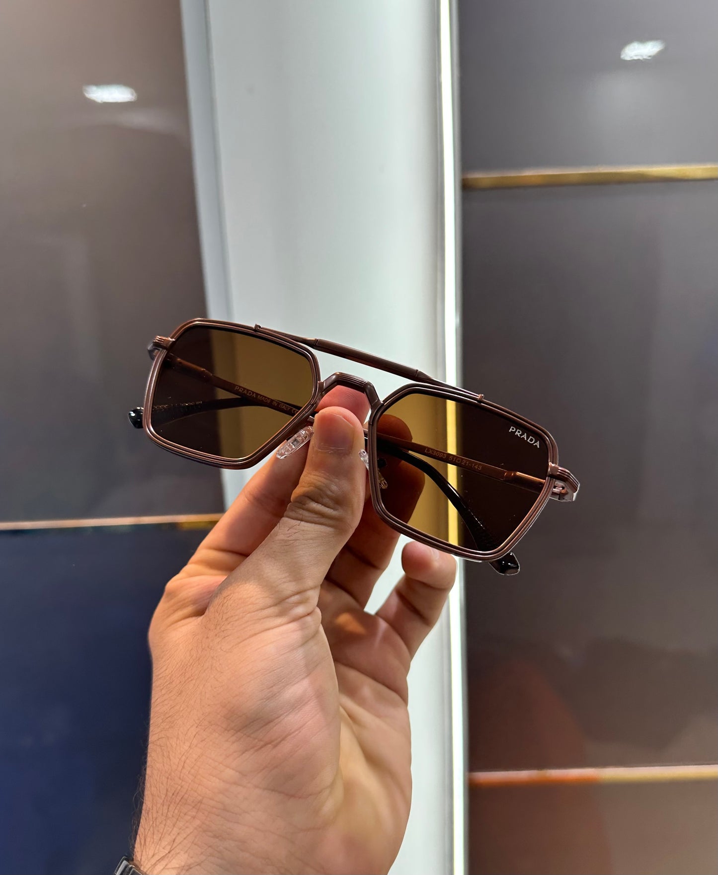 Prada Milano Brown Metal Limited Edition Luxury Shade With Original Packing