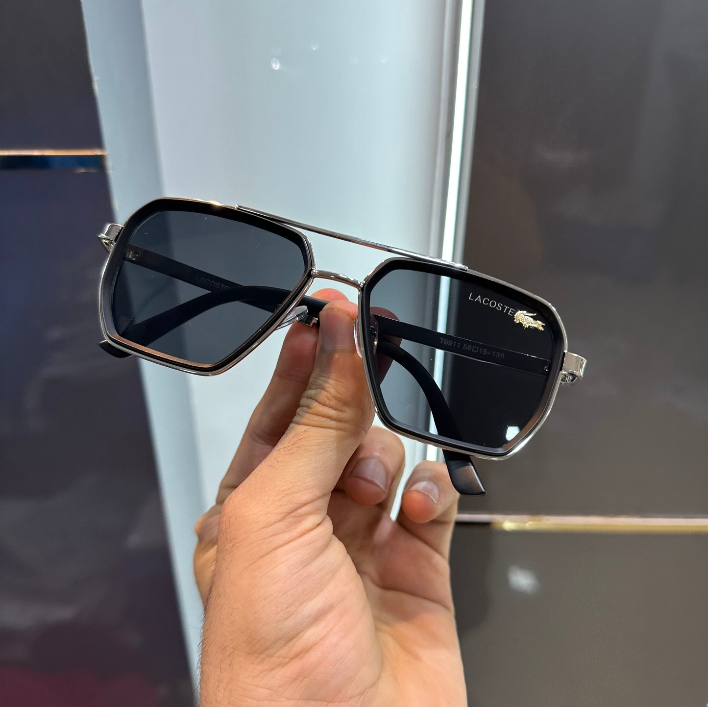 Lacoste Black Metal Luxury Shade With Original Packing