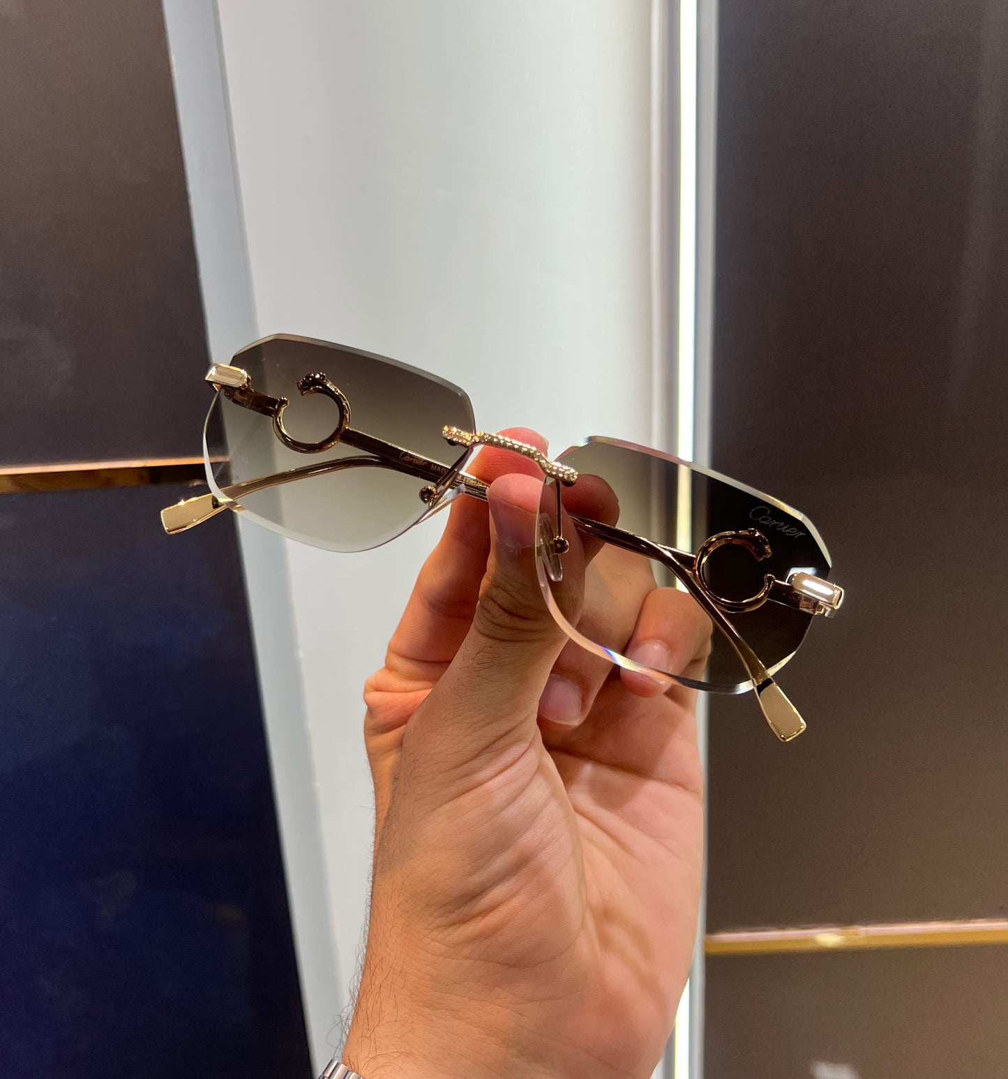 Cartier Brown Jaguar Crazy Luxury Shade With Original Box Packing