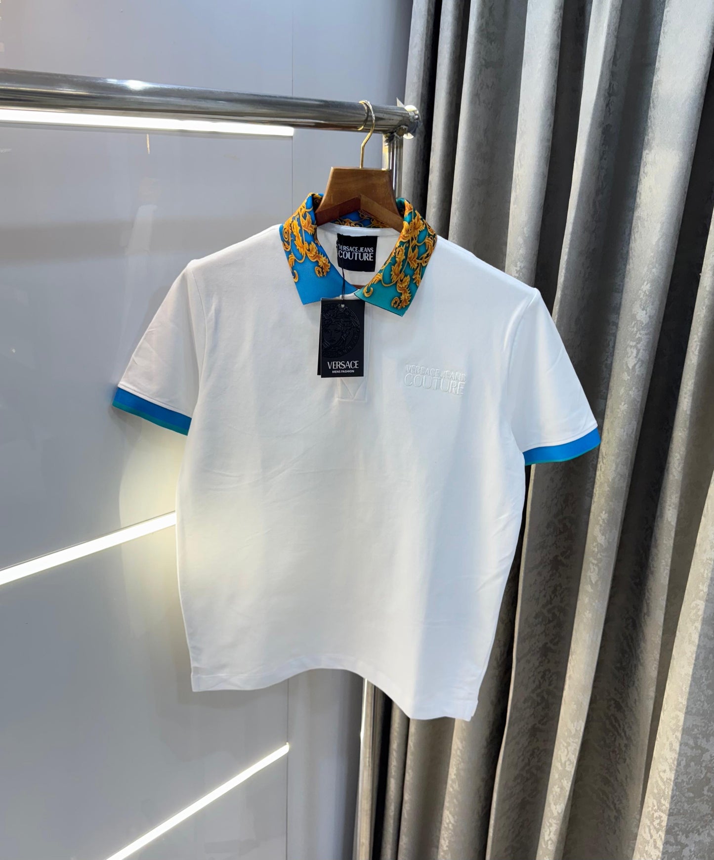 Versace Couture White Collar Design Imported Polo T-Shirt