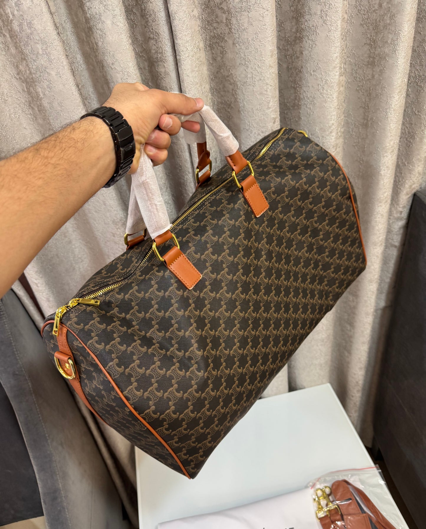 Celine Brown Limited Edition Luxury Duffel Bag With Dust Bag