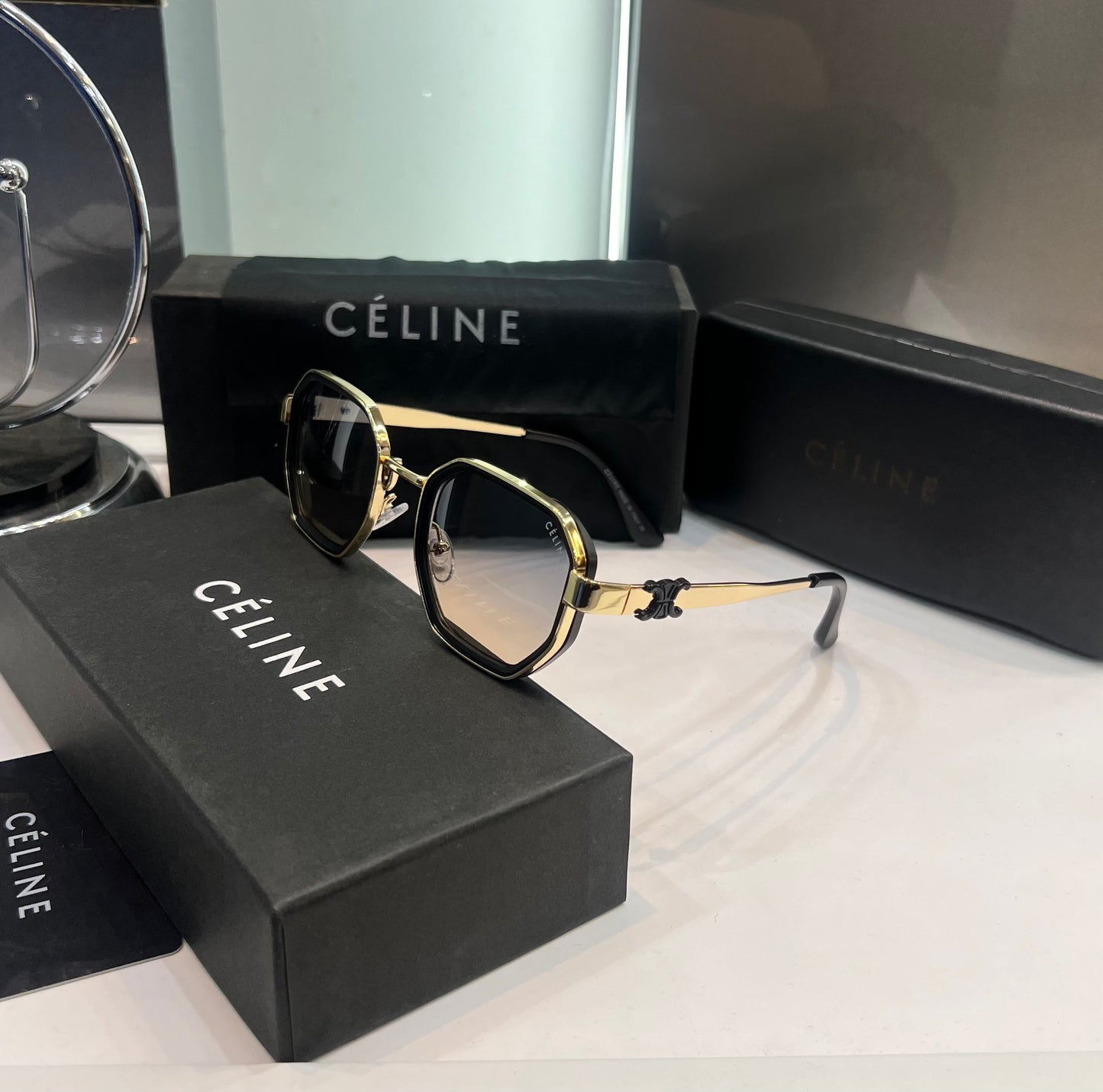 Celine Gold Dual Luxury Shade With Original Packing