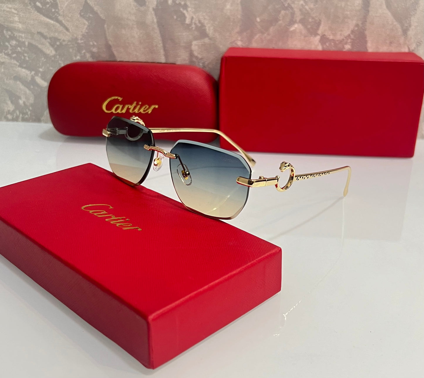 Cartier Dual Jaguar Crazy Luxury Shade With Original Box Packing