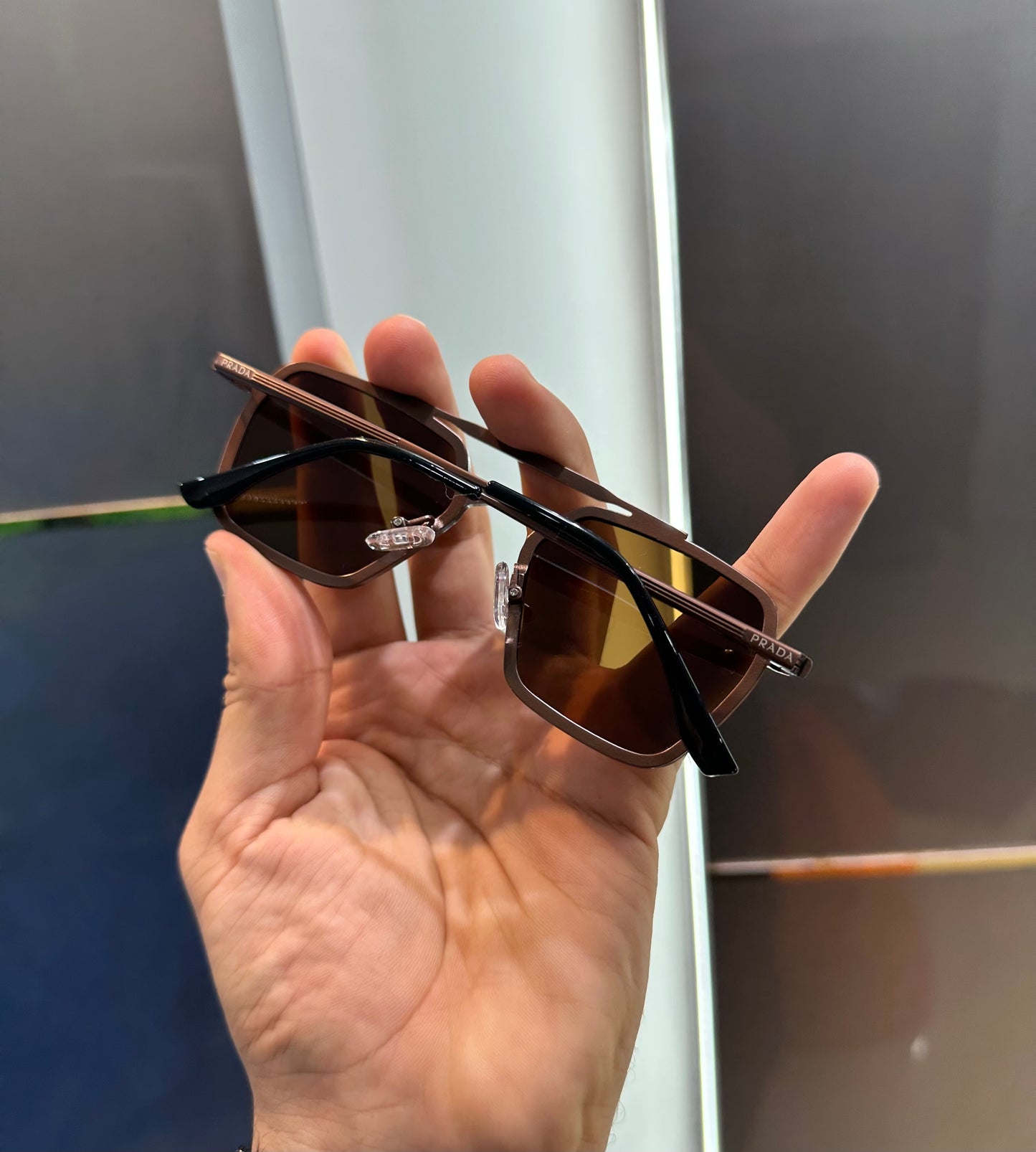 Prada Milano Brown Metal Limited Edition Luxury Shade With Original Packing