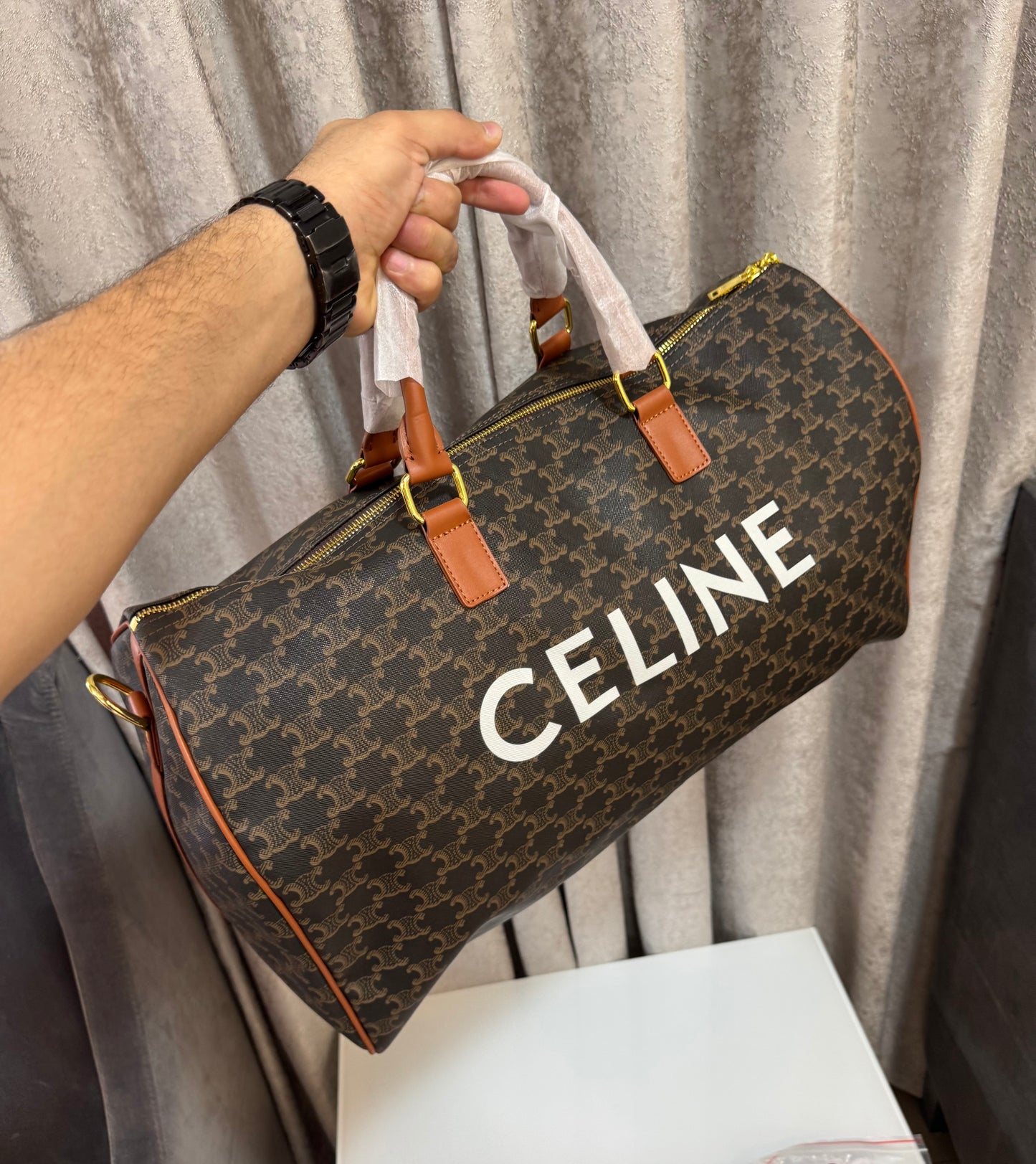 Celine Brown Limited Edition Luxury Duffel Bag With Dust Bag
