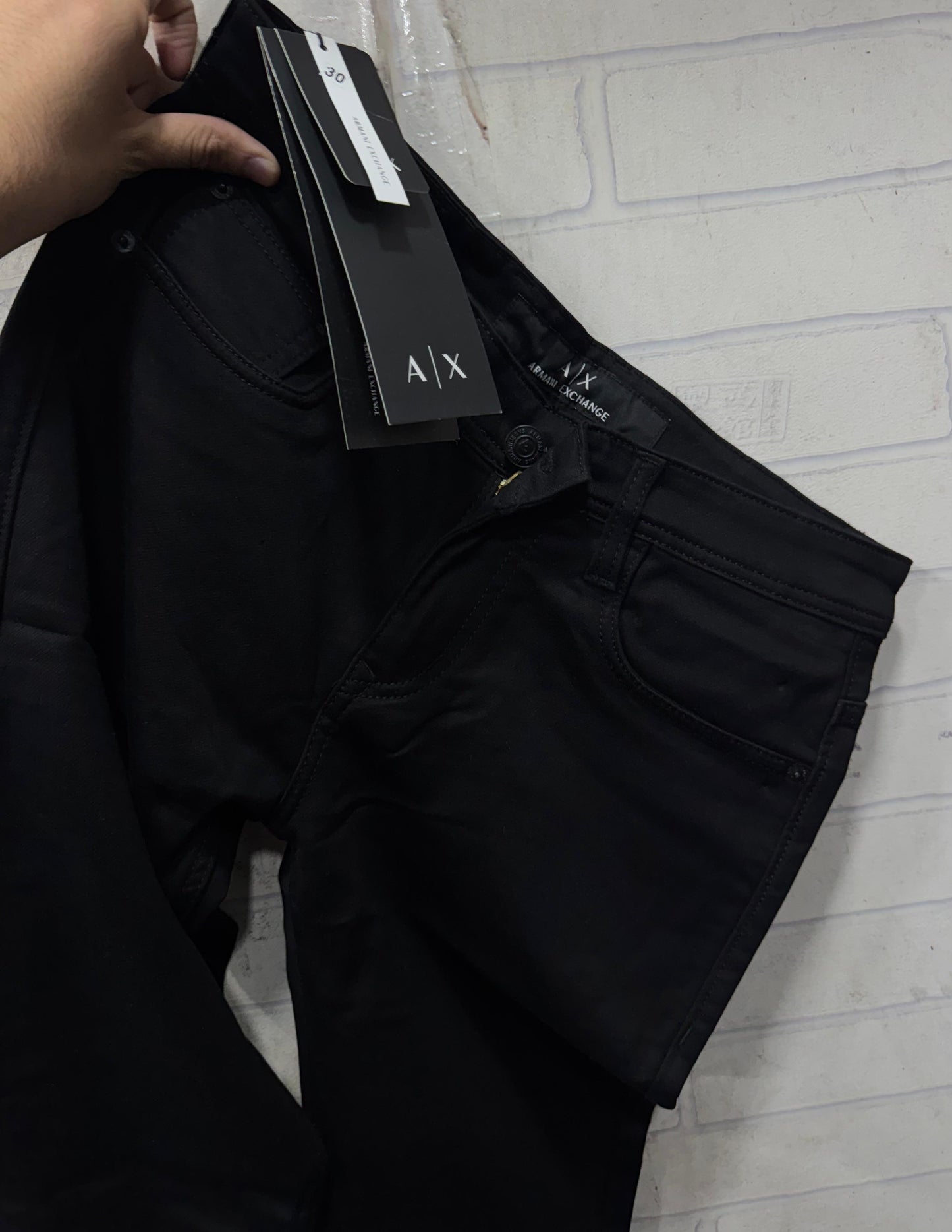 Armani Exchange Jet Black Premium Classic Hyperflex Denim