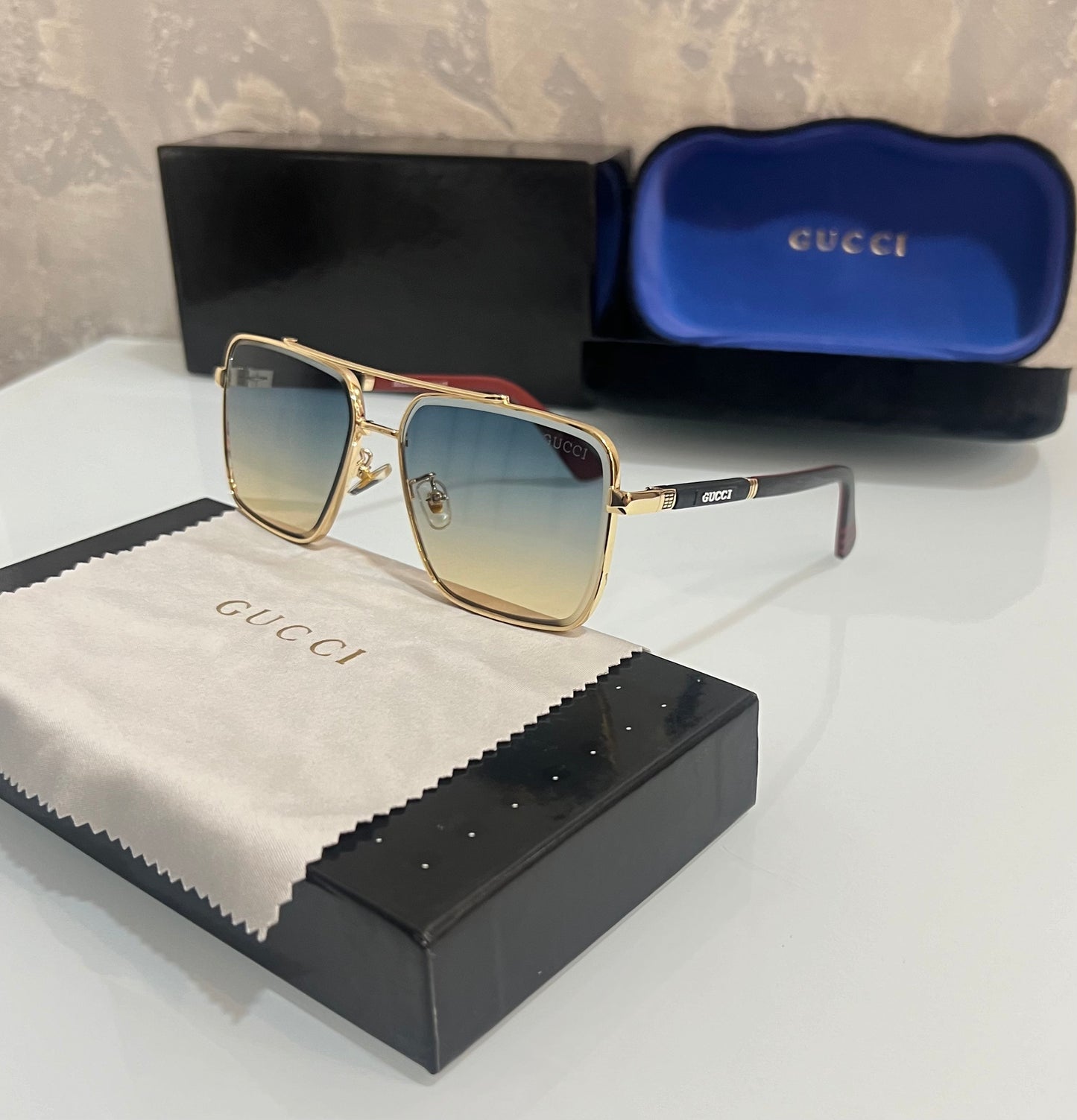 Gucci Gold dual Shade Metal Luxury Shade With Original Packing
