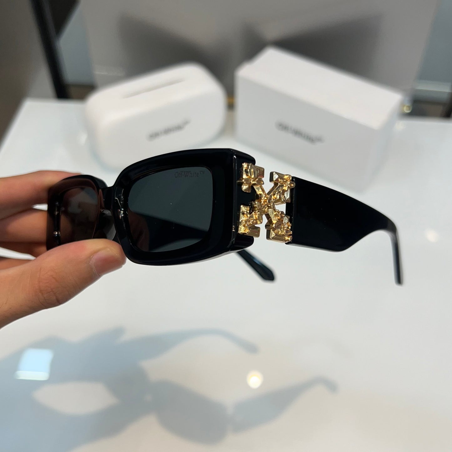 Off White Black Gold Designer Luxury Shade With Original Packing