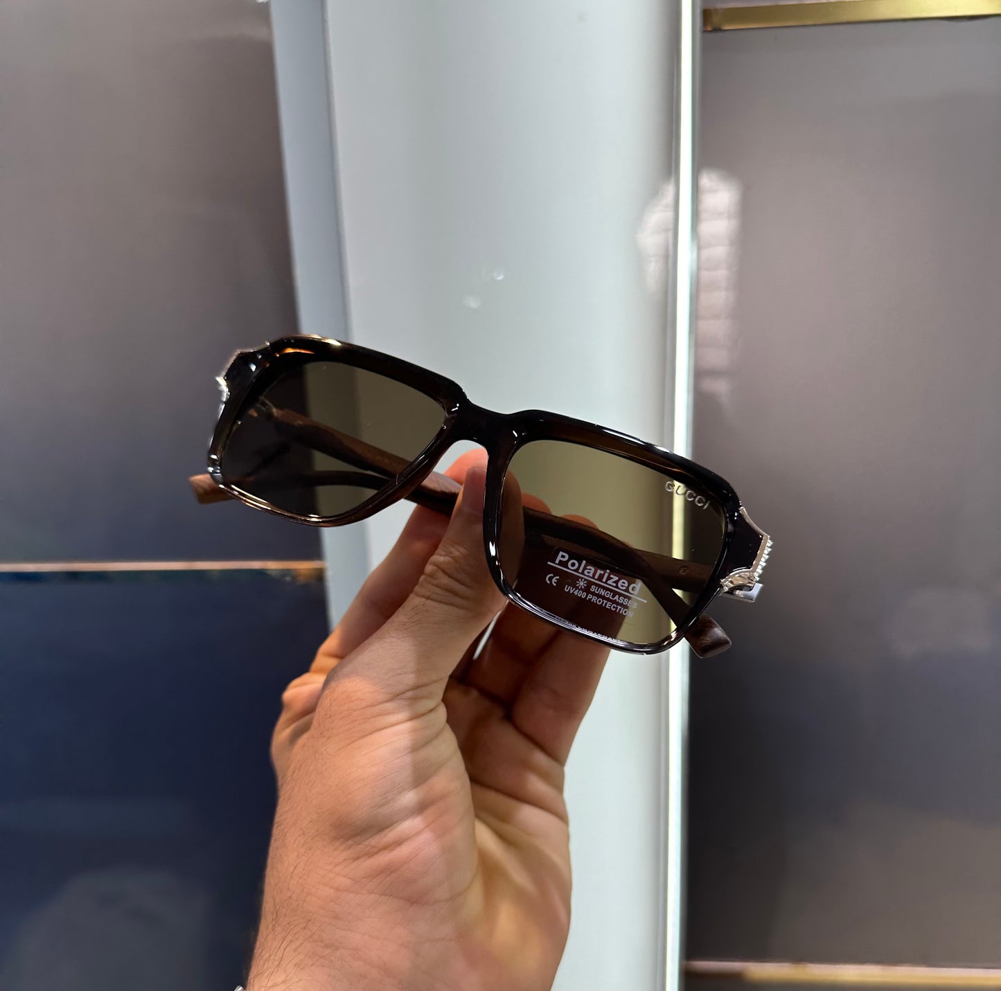 Gucci Brown Wooden Stick Luxury Shade With Original Box Packing