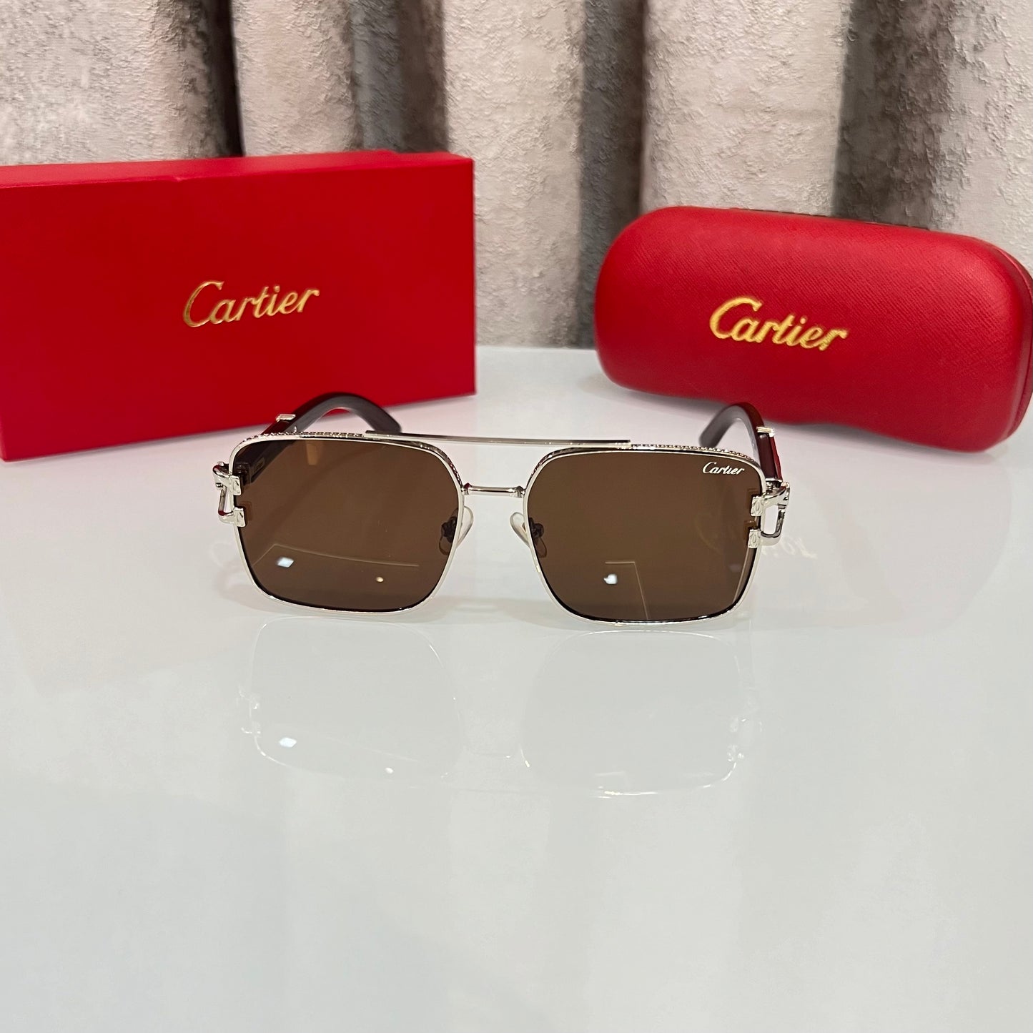 Cartier Jaguar Brown Luxury Shade With Original Packing