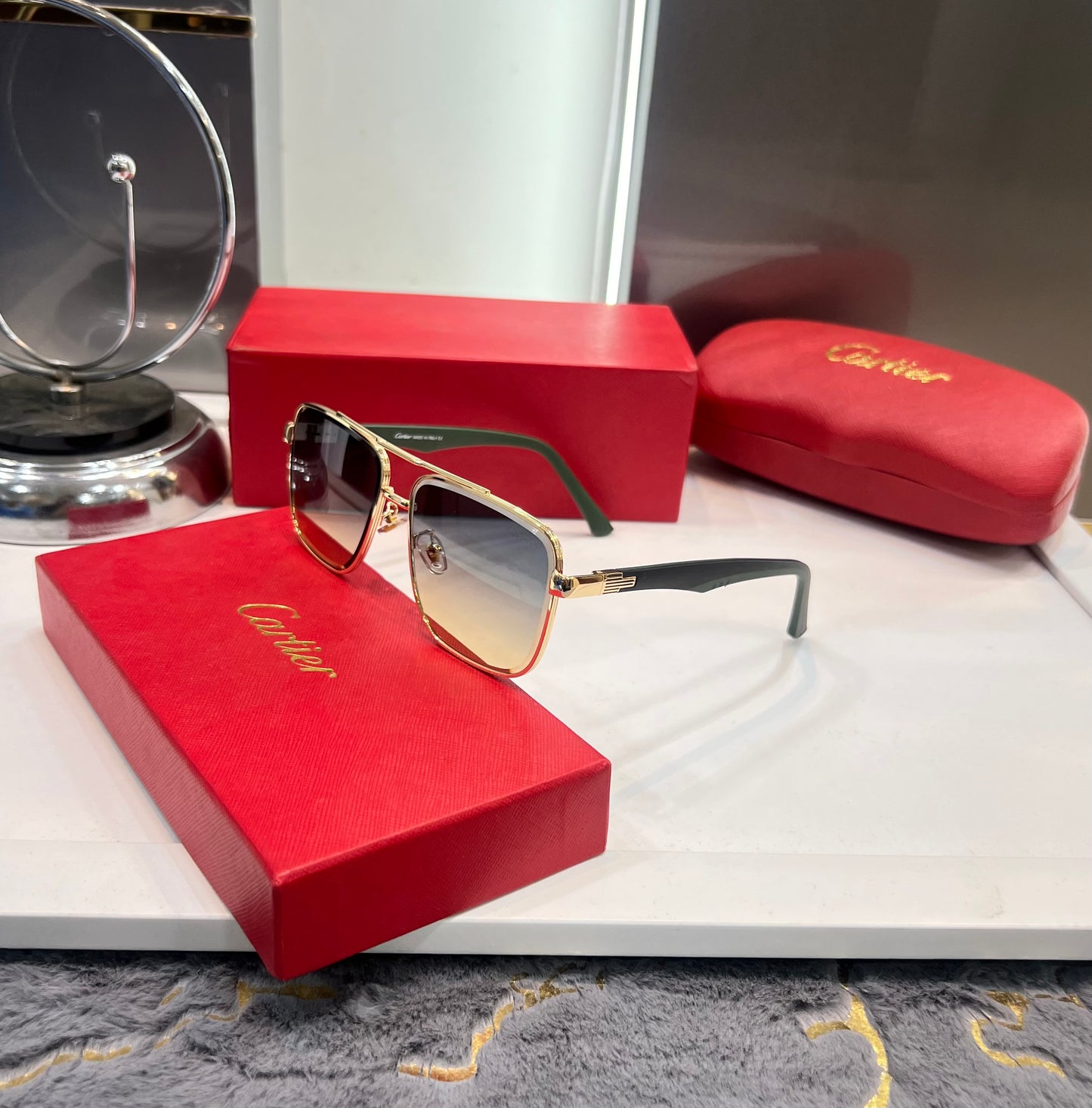 Cartier Gold Green New Luxury Shade With Original Box Packing
