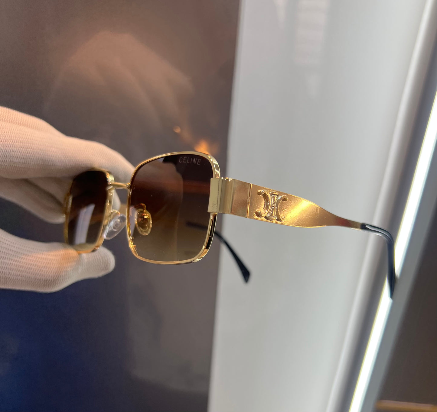 Celine Square Brown Gold Luxury Shade With Original Packing