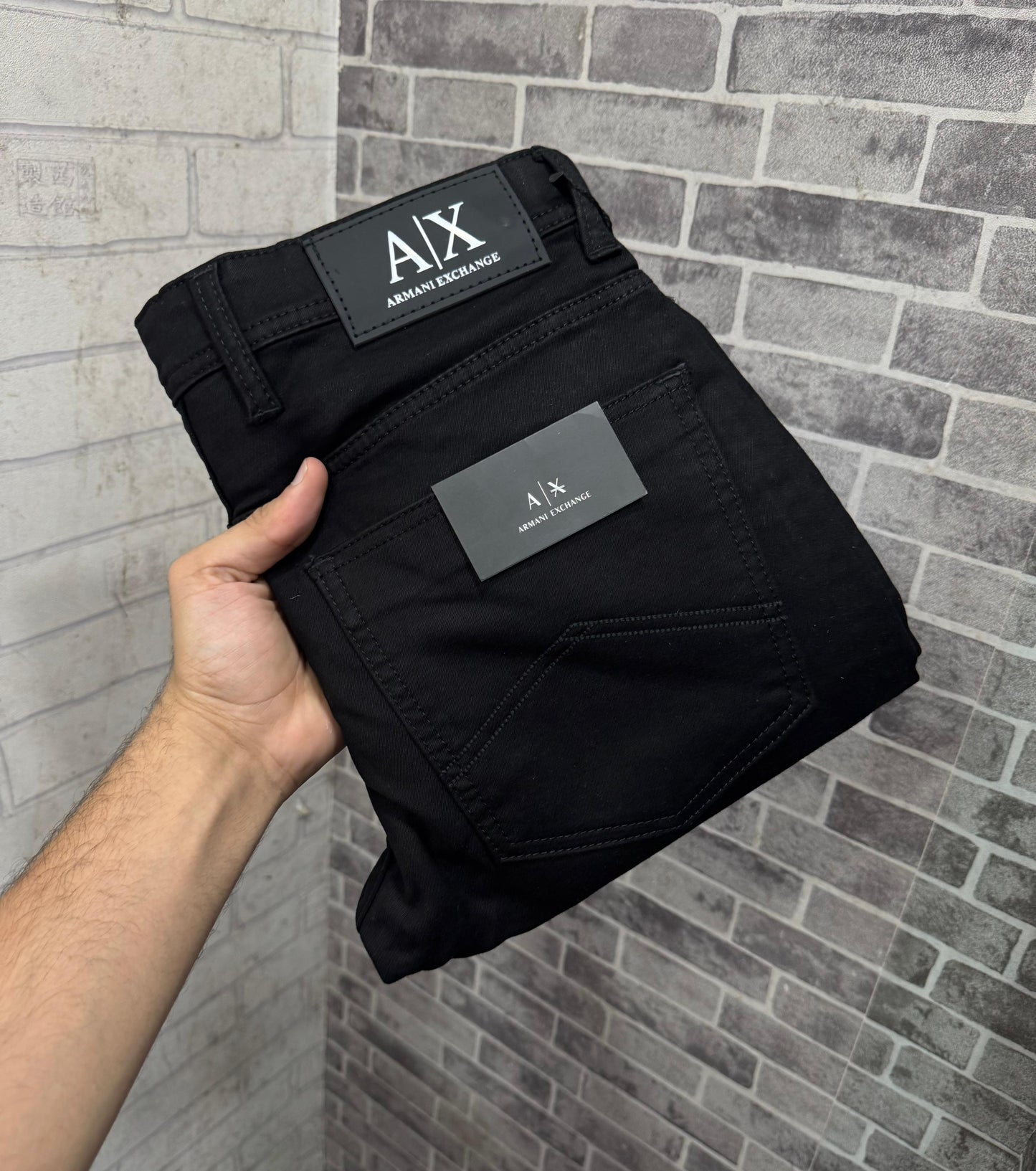 Armani Exchange Jet Black Premium Classic Hyperflex Denim