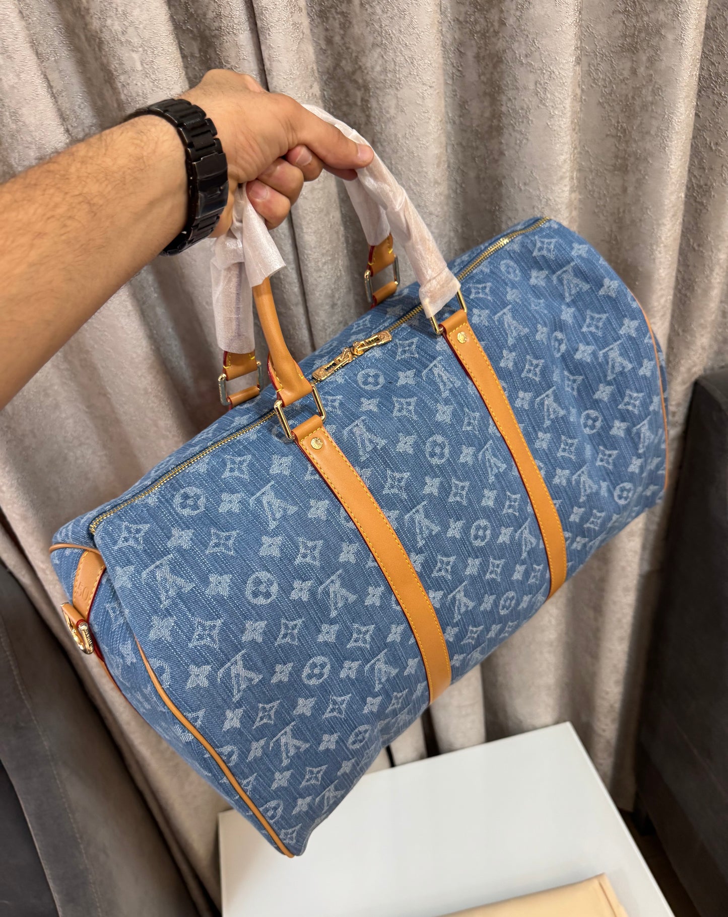 Louis Vuitton Denim Limited Edition Luxury Duffel Bag With Dust Bag