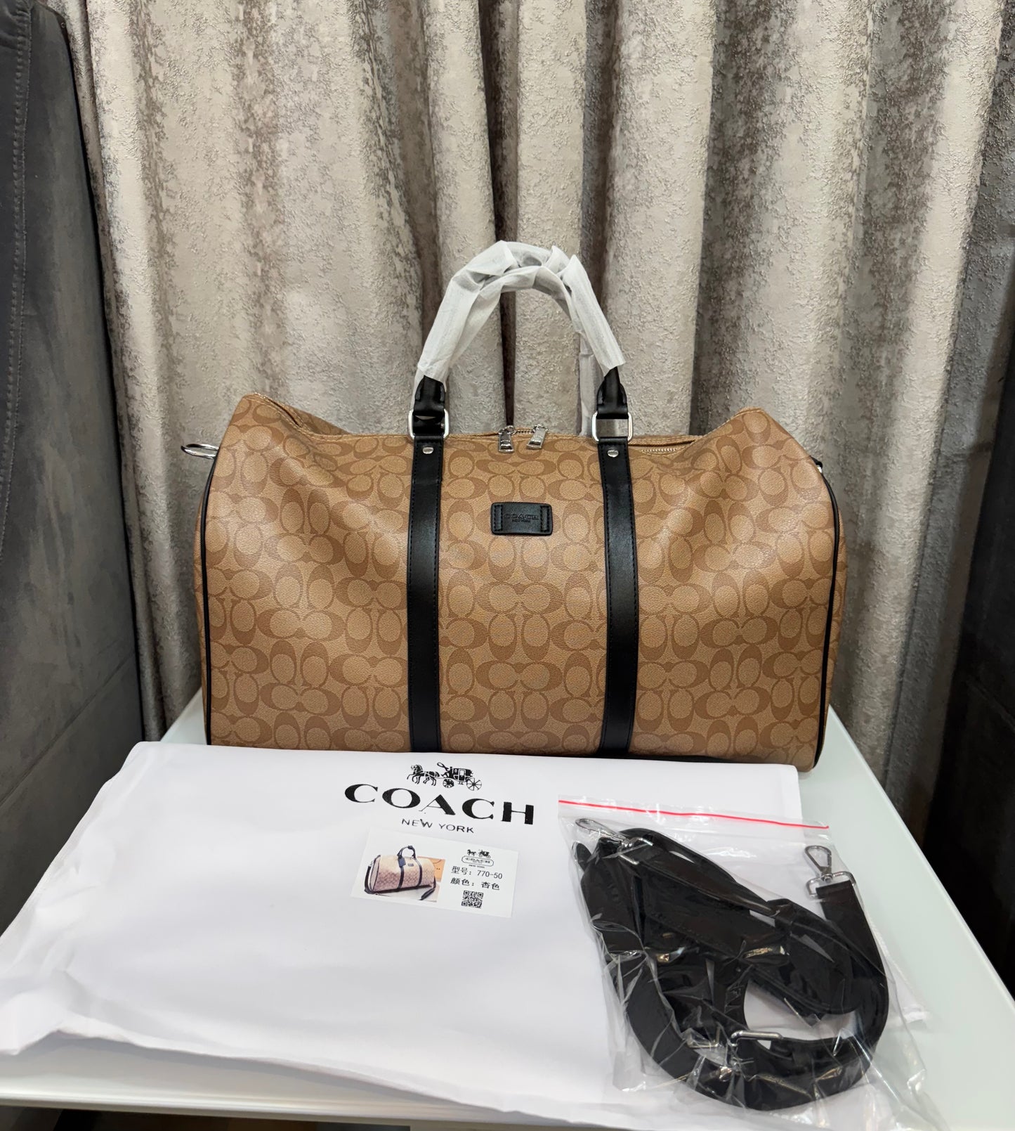 Coach Brown Monogram Limited Edition Luxury Duffel Bag With Dust Bag