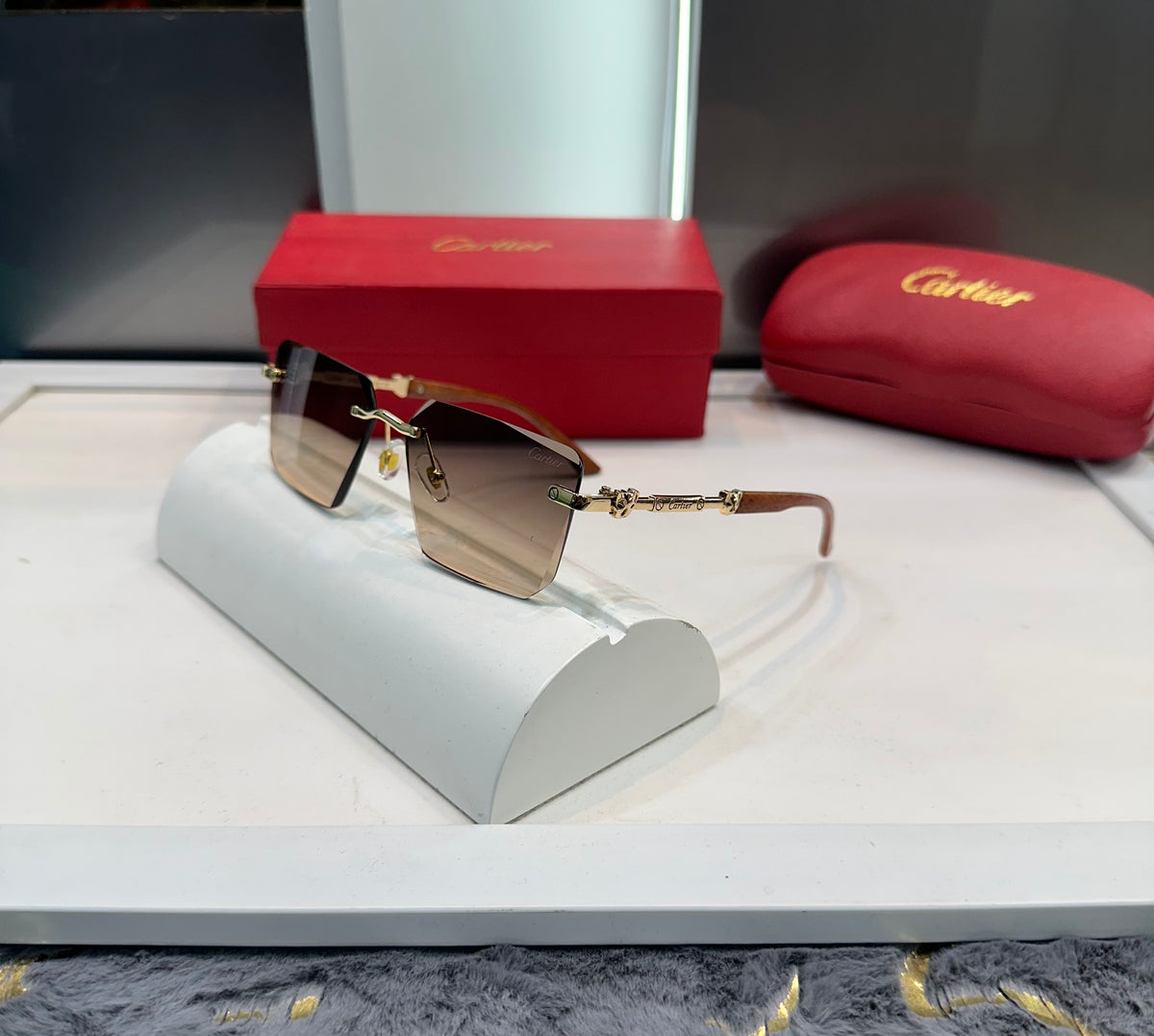 Cartier Brown Dual Designer Limited Edition Luxury Shade With Original Packing