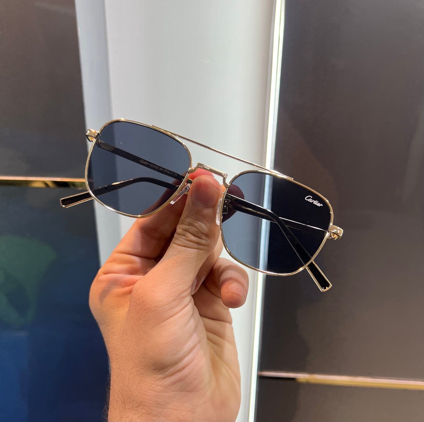 Cartier Gold Black Metal Luxury Shade With Original Box Packing