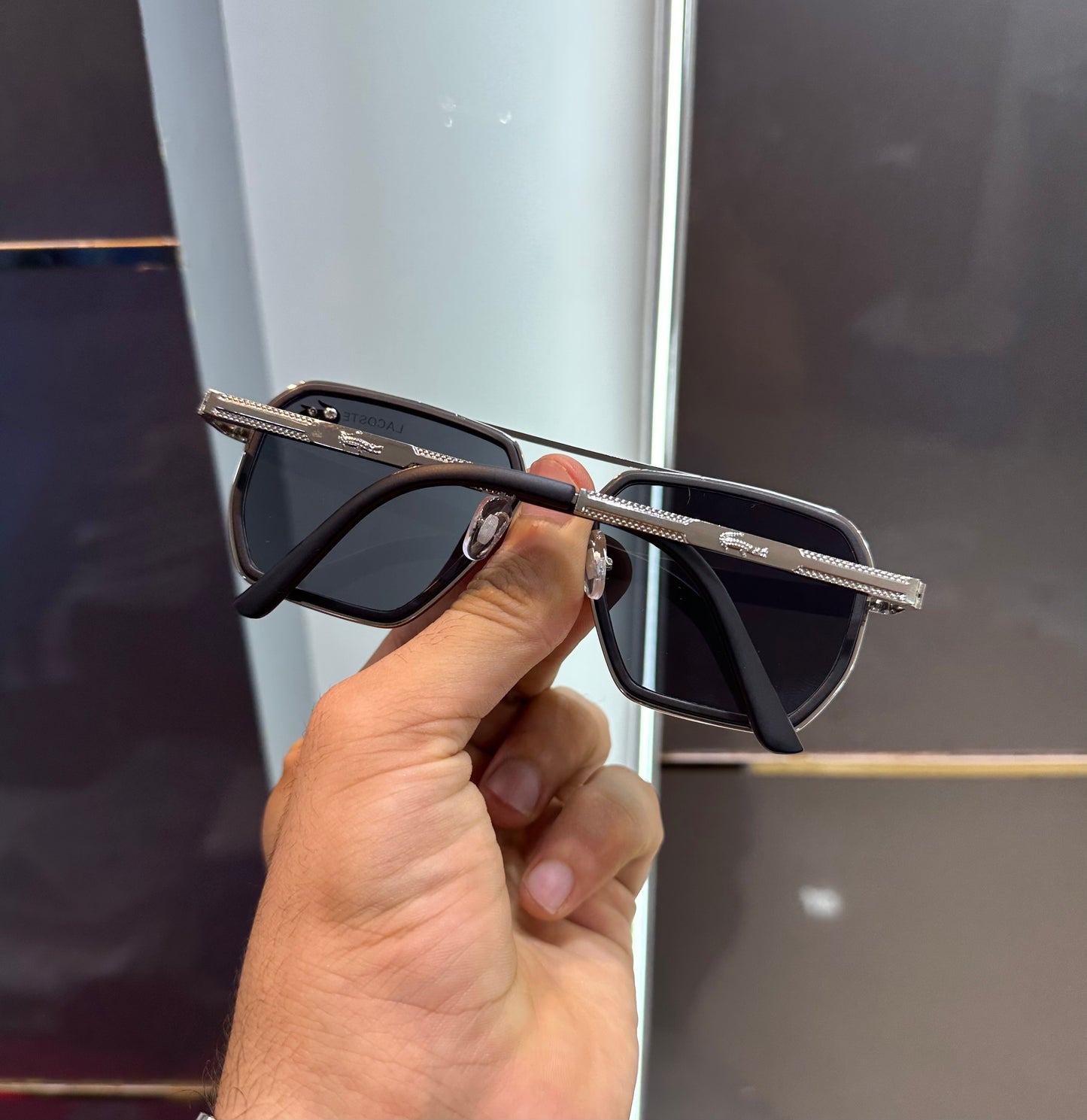 Lacoste Black Metal Luxury Shade With Original Packing