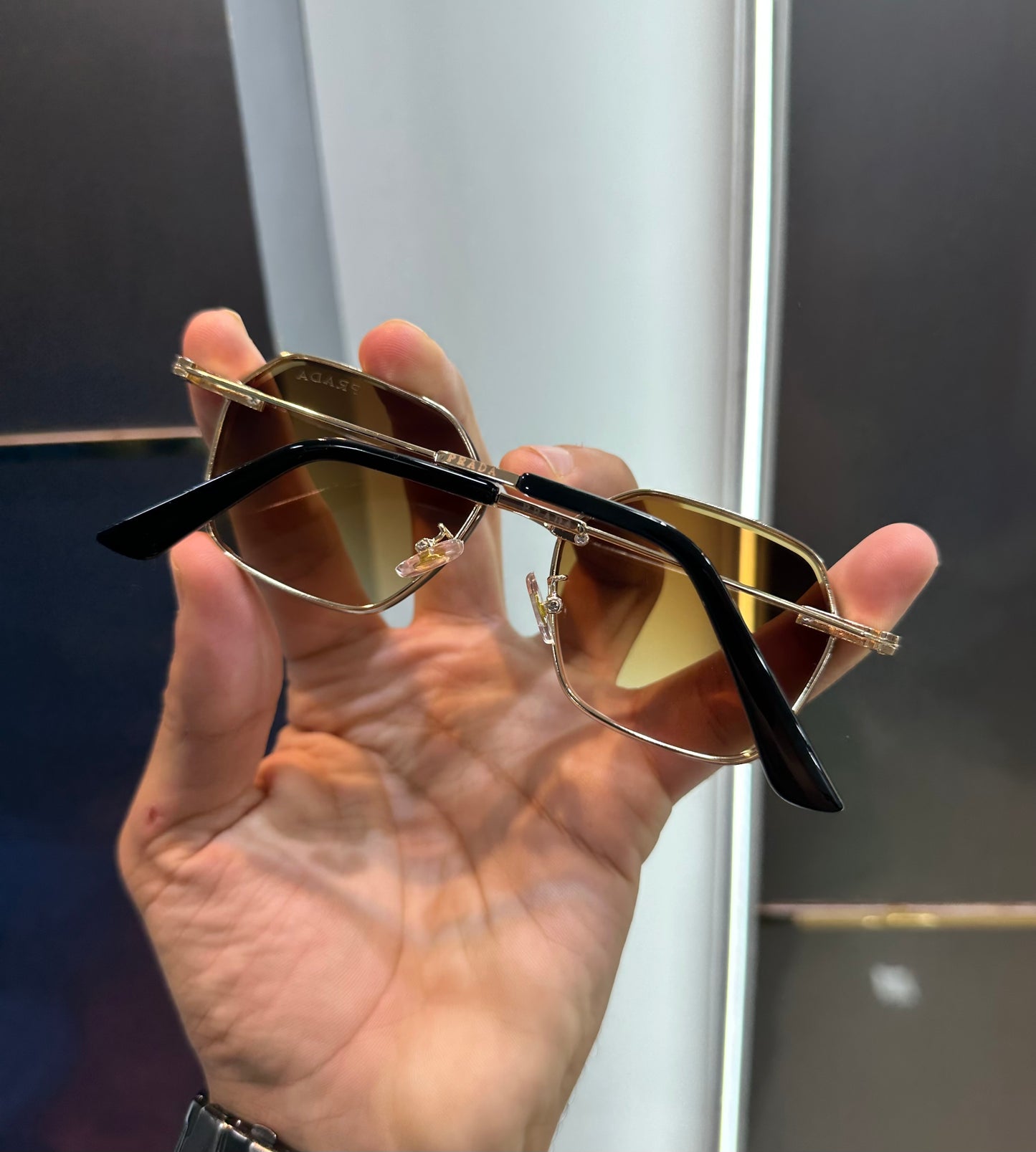 Prada Milano Brown Metal Limited Edition Luxury Shade With Original Packing