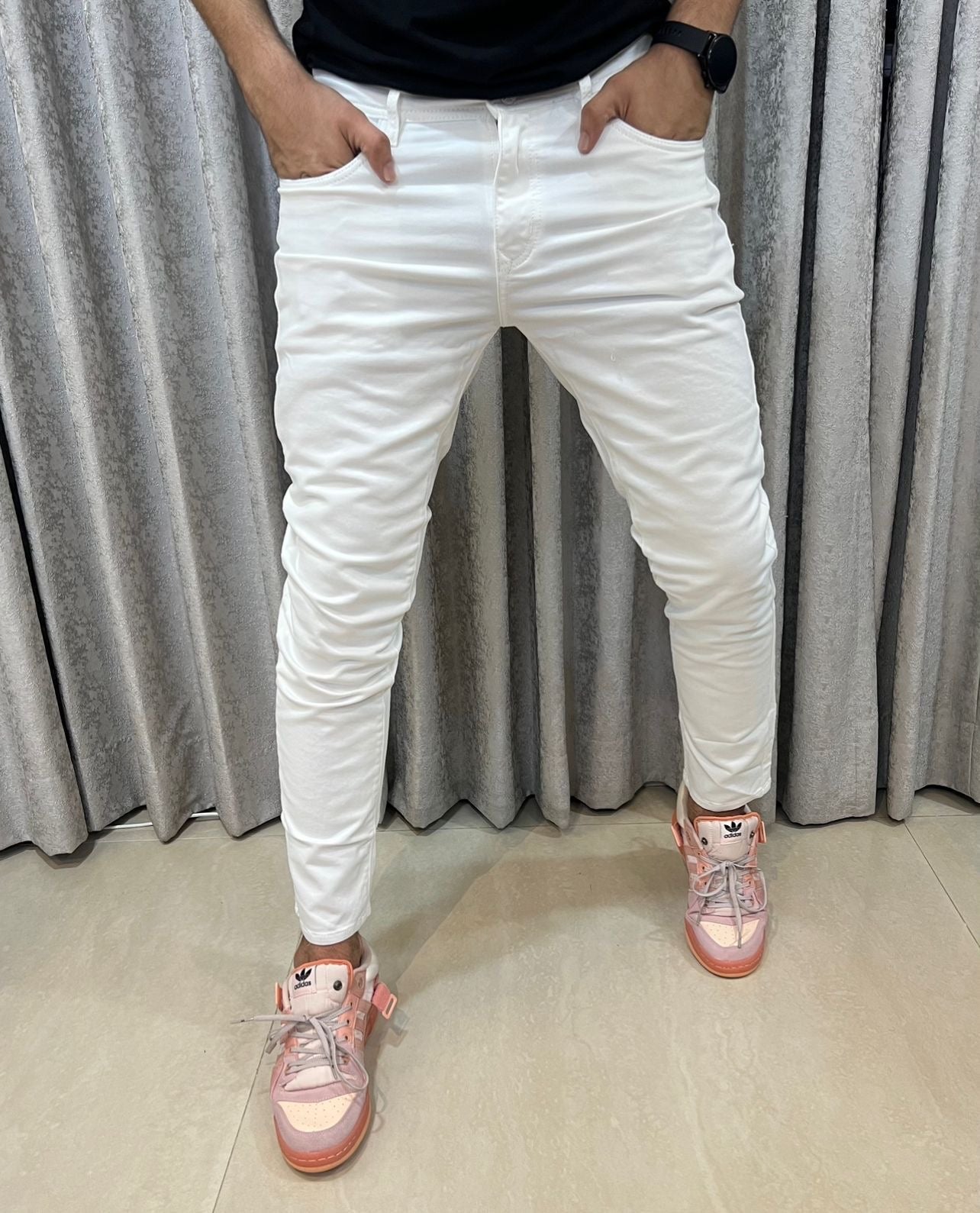 Armani Exchange White Premium Classic Hyperflex Denim