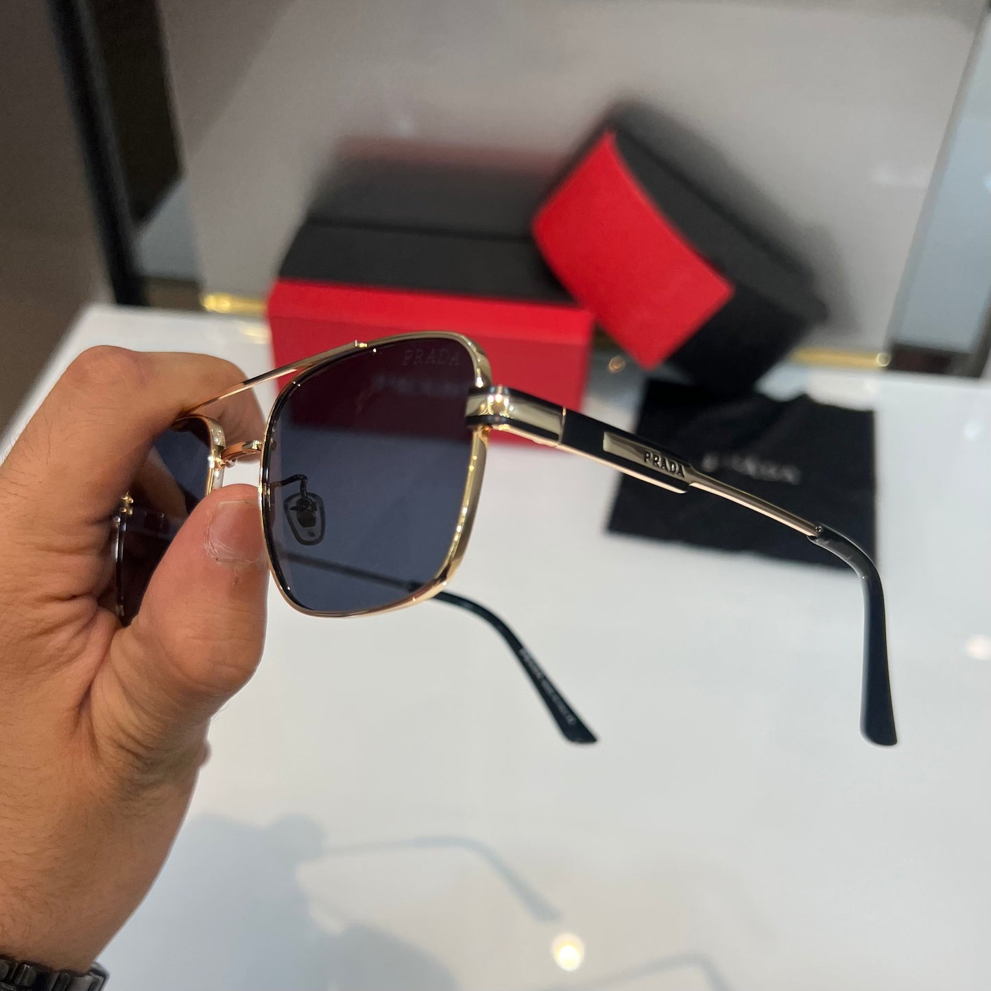 Prada Milano Silver Black Luxury Shade With Original Packing