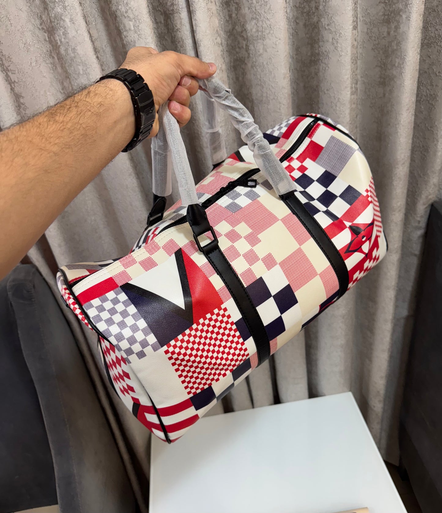 Louis Vuitton White Designer Limited Edition Luxury Duffel Bag With Dust Bag
