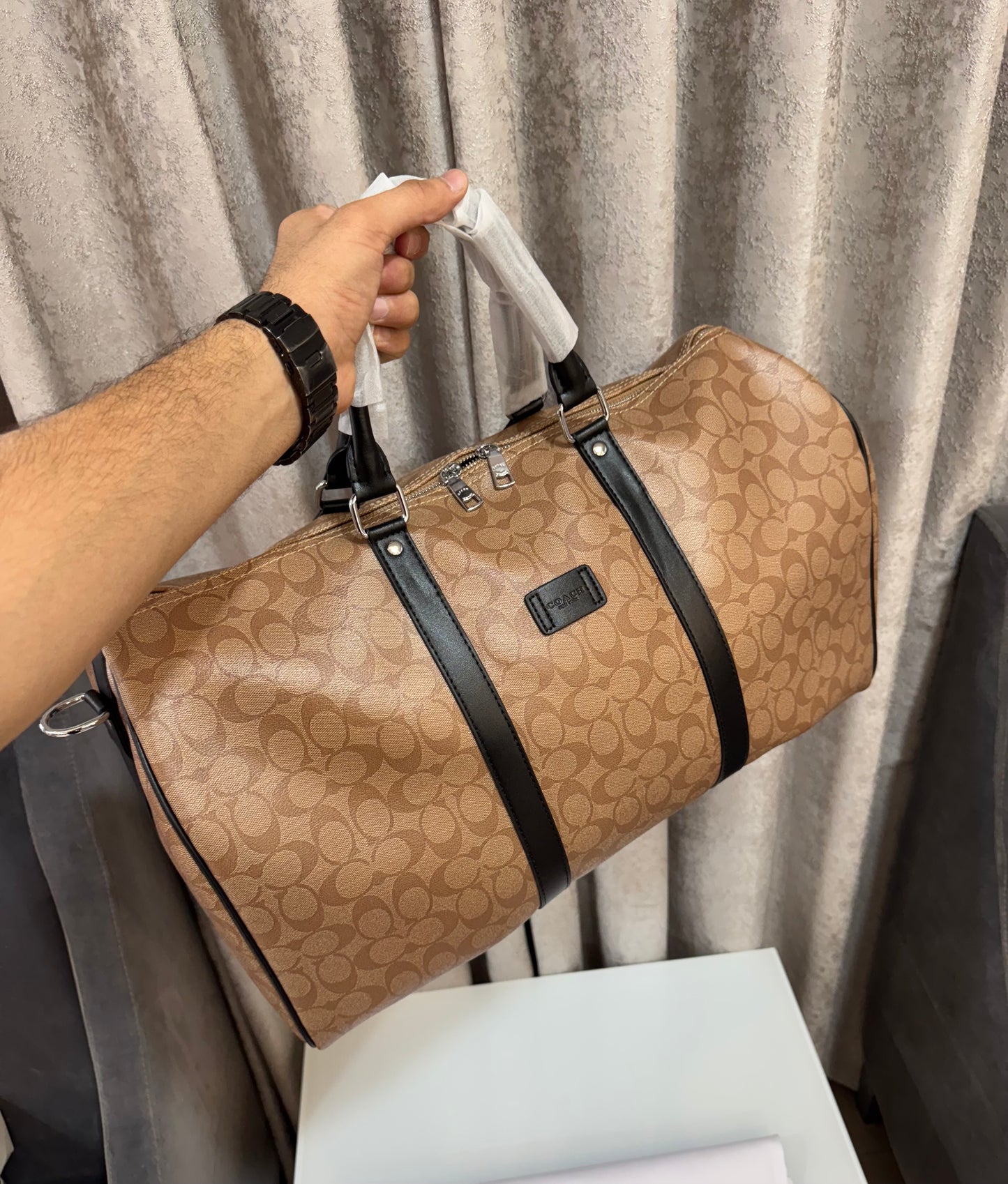 Coach Brown Monogram Limited Edition Luxury Duffel Bag With Dust Bag